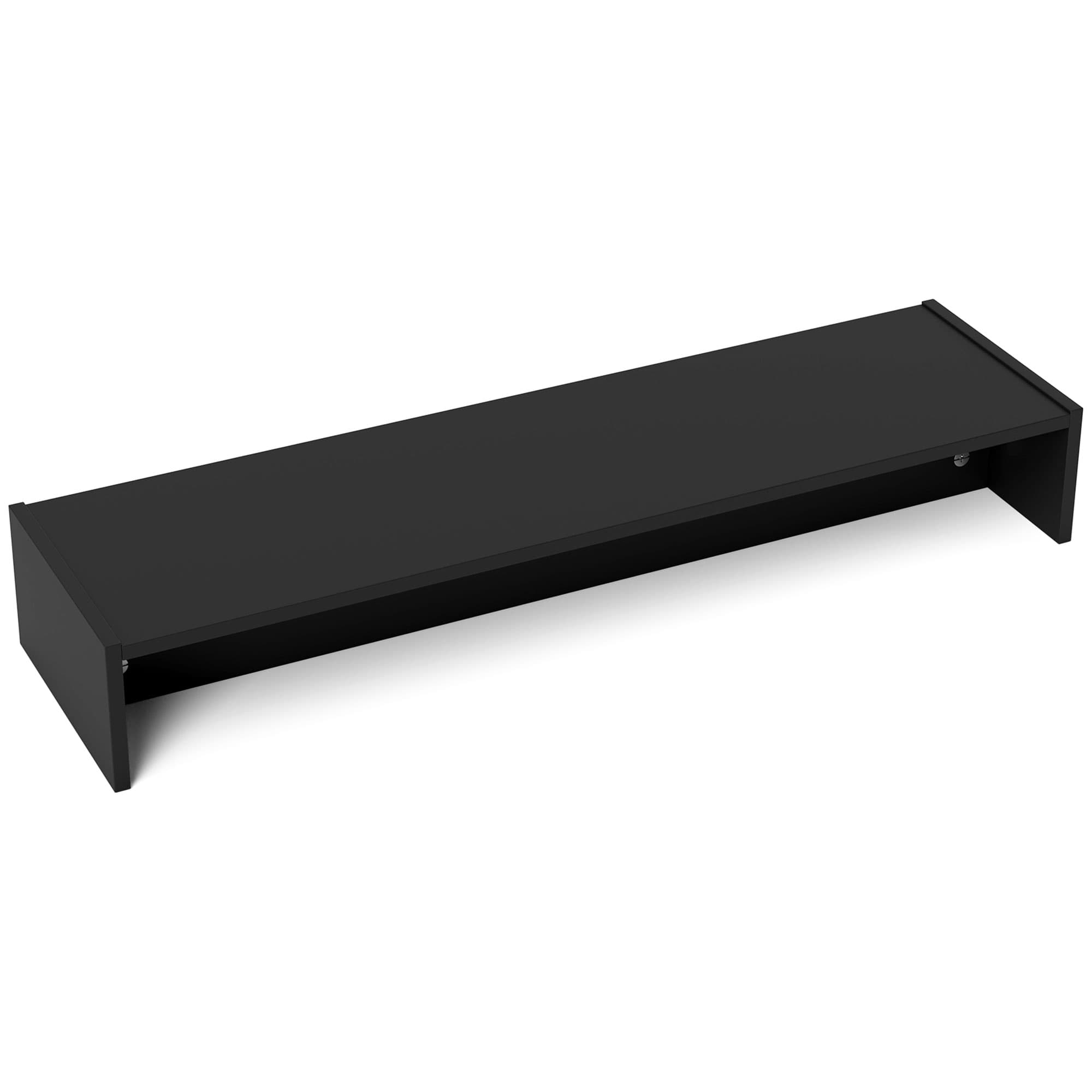 HOMCOM Elevador de ecrã para PC suporte de ecrã de 100 cm suporte de monitor com dois compartimentos, preto   Aosom Portugal