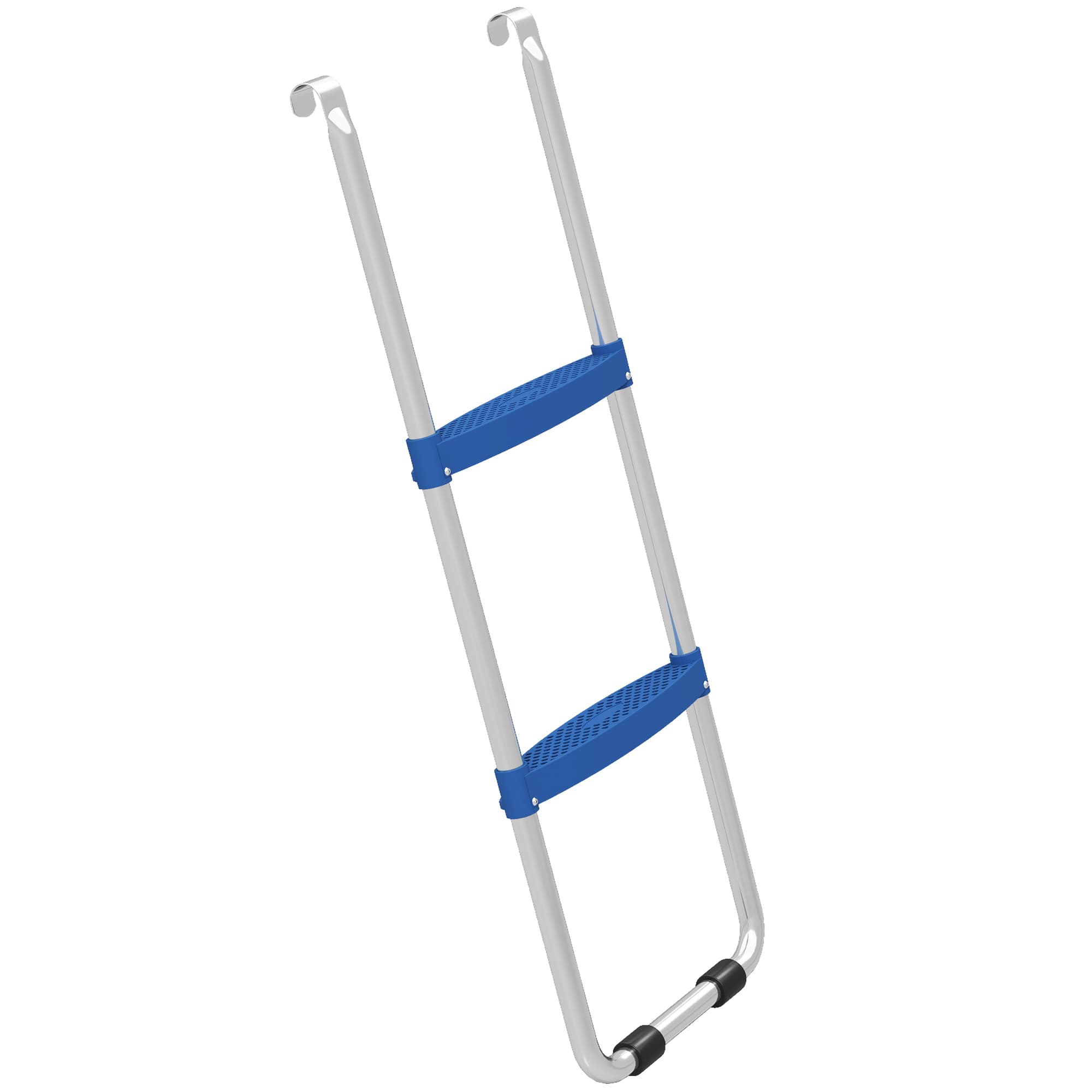 SPORTNOW Escada para Trampolim 2 Degraus Largos com Gancho Universal, Estrutura em Aço Galvanizado, Capacidade 150 kg, 97x32x7 cm, Azul   Aosom