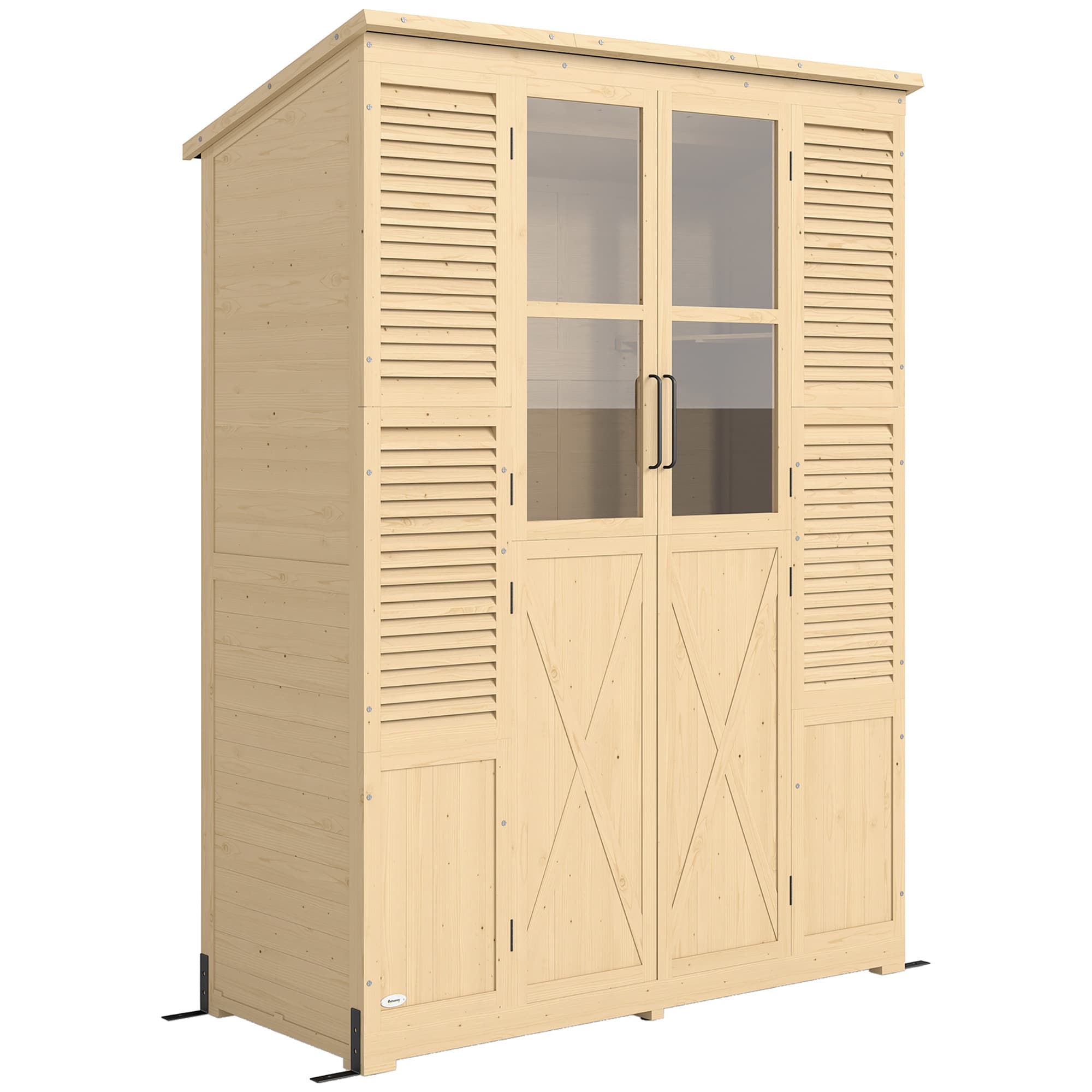 Outsunny Casinha de Jardim Walk-in com Piso e 4 Janelas   Aosom Portugal