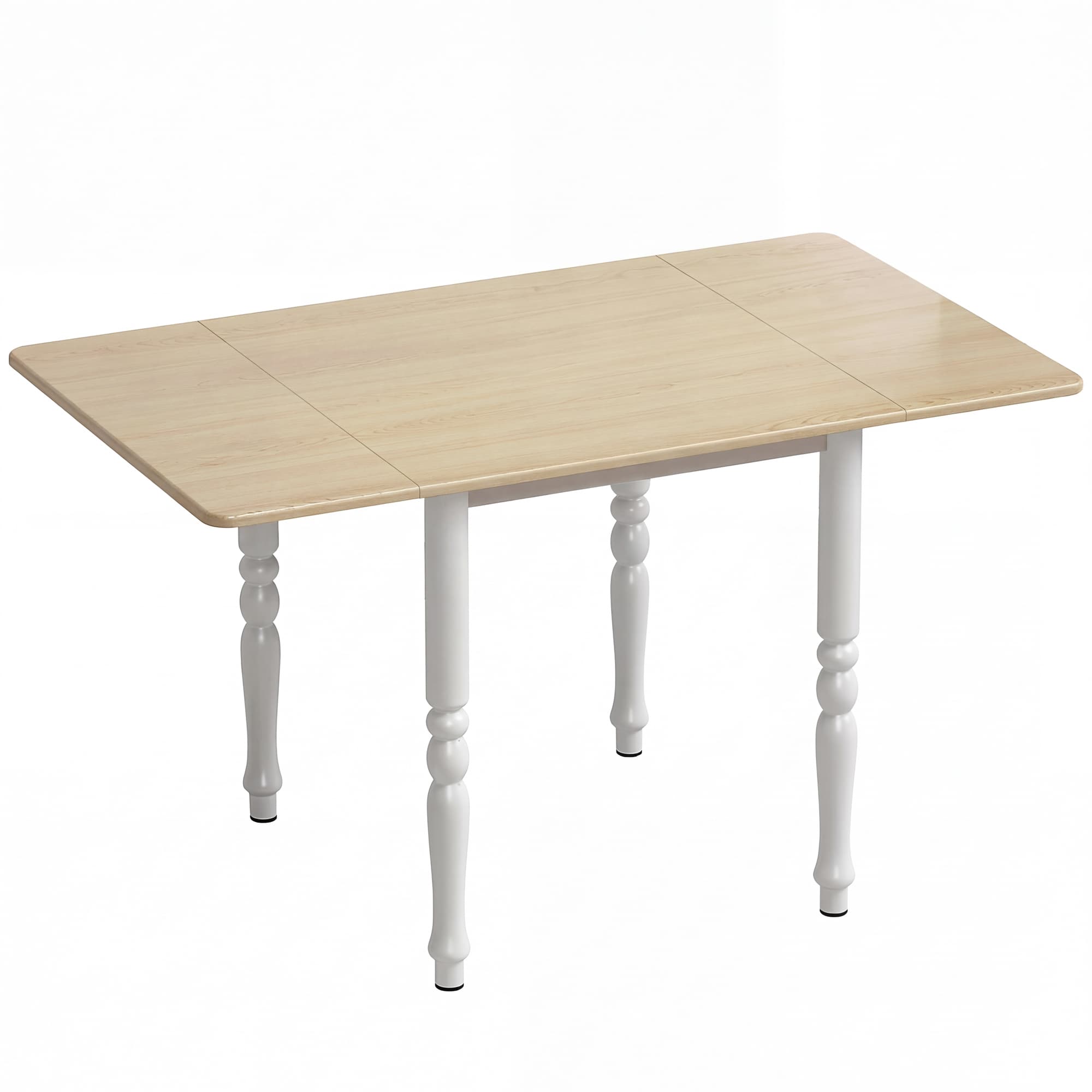 HOMCOM Mesa de jantar dobrável para 4 a 6 pessoas 74-134 cm, mesa de cozinha com 2 abas, pés em aço, madeira natural   Aosom Portugal