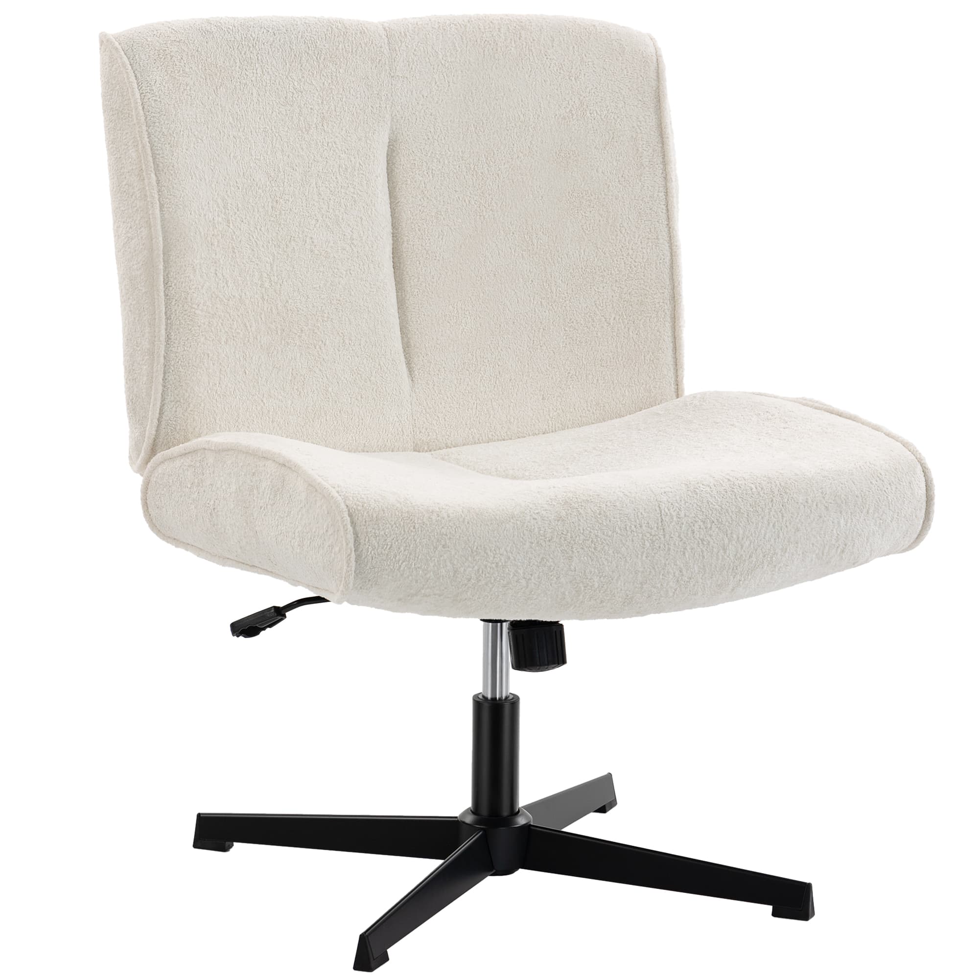 HOMCOM Poltrona de destaque giratória, Poltrona lounge estofada em veludo com ajuste de altura para sala de estar, escritório, Creme branco   Aosom