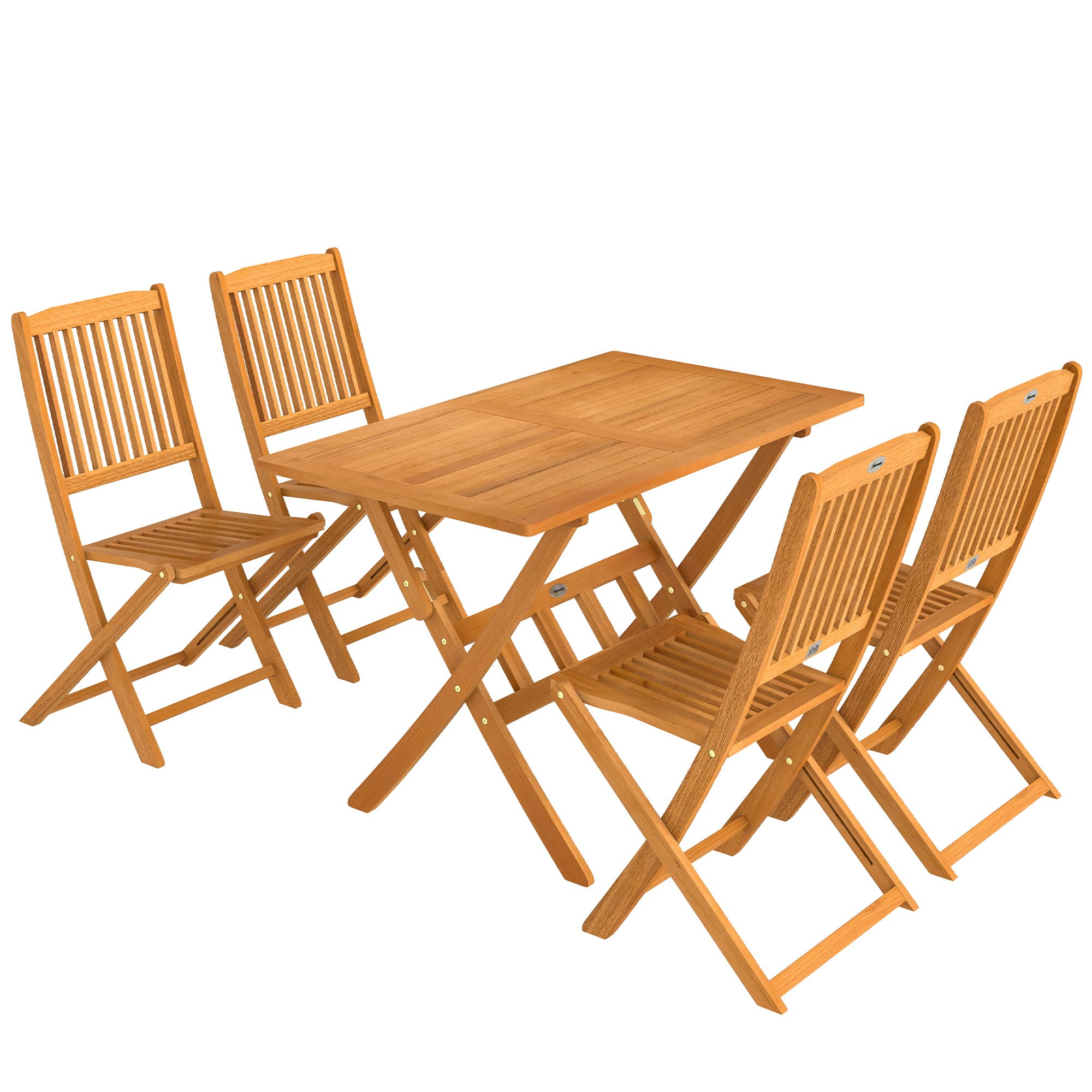 Outsunny Conjunto de móveis de jardim FSC em madeira Conjunto de 5 peças Dobrável Mesa com 4 Cadeiras Dobráveis Design em ripas   Aosom Portugal
