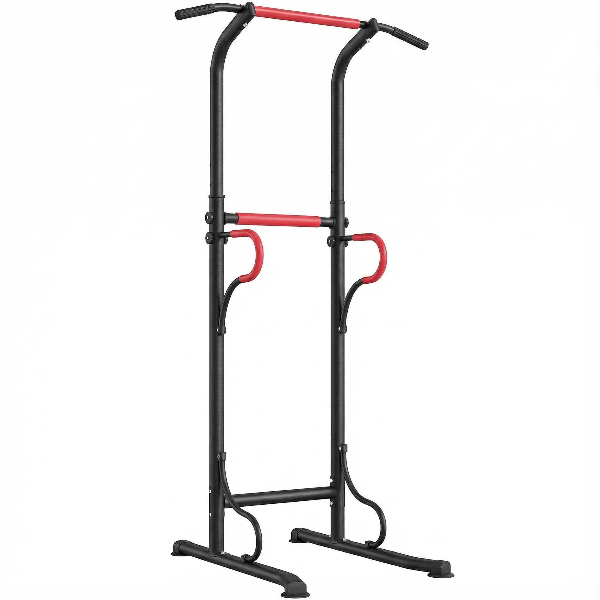 HOMCOM Barra de Elevações com Altura Ajustável Estação de Flexões Máquina de Elevações Multifuncional para Treino de Força 98x84x171-219 cm