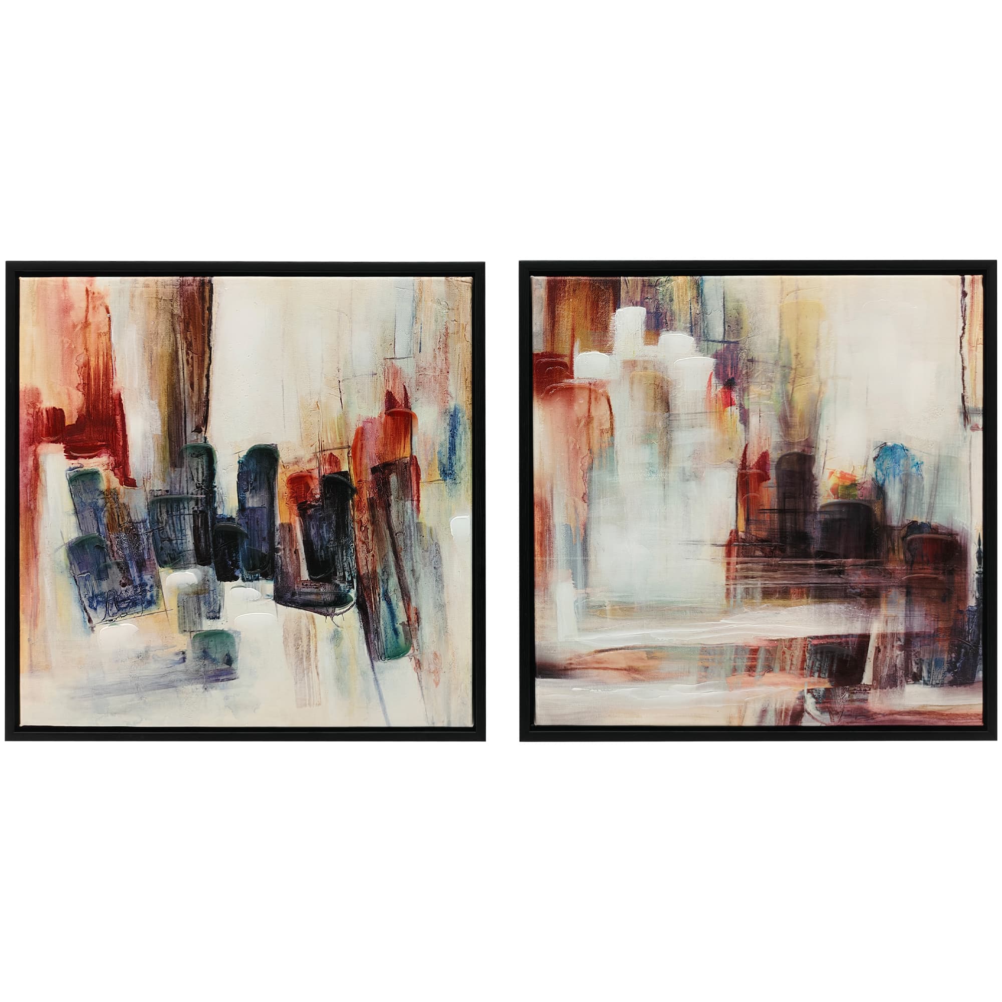 HOMCOM Quadros em Tela Abstractos 40x40 cm 2 Peças Quadros de Arte de Parede Emoldurados Decoração Moderna Multicolor   Aosom Portugal