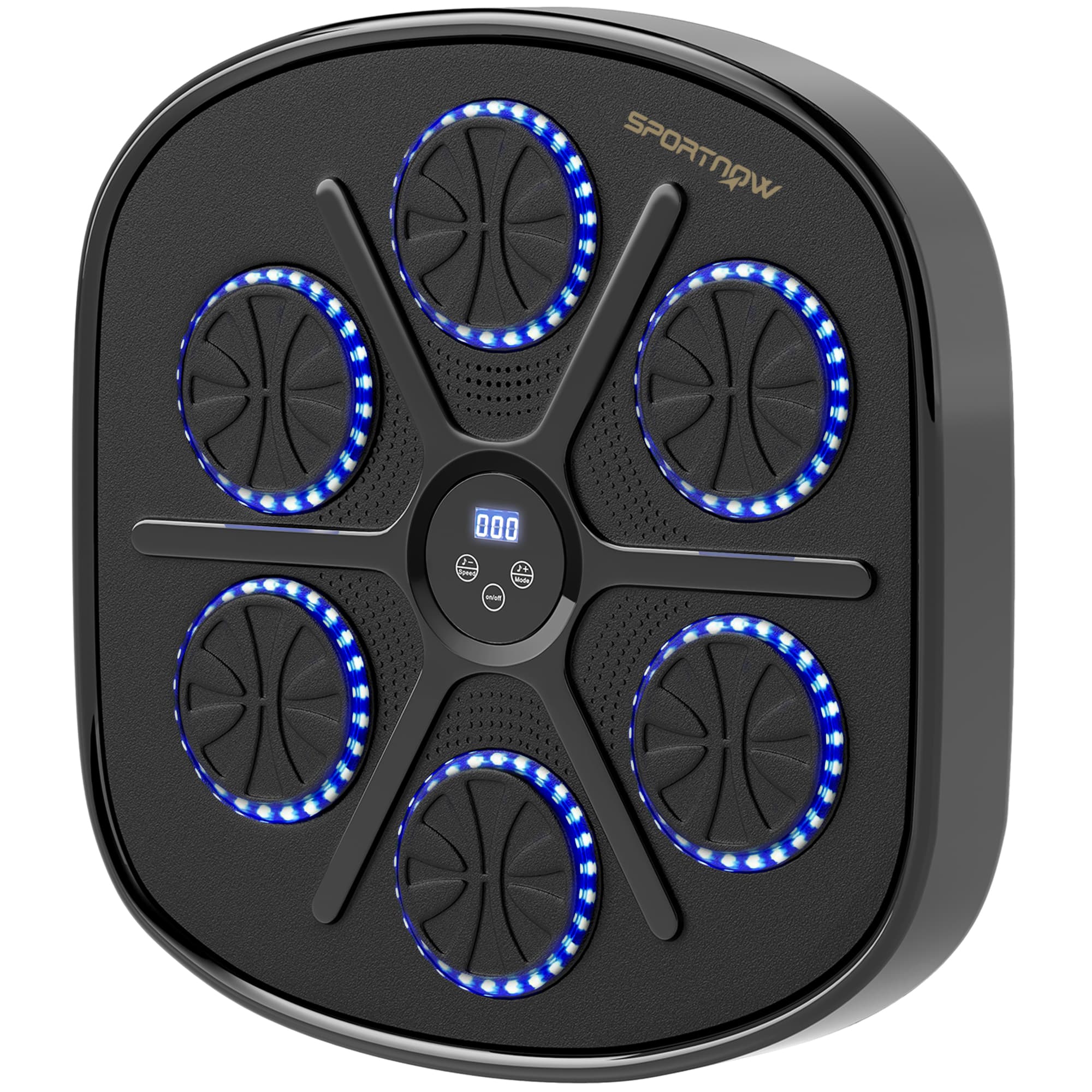 SPORTNOW Máquina de Boxe Musical com 9 Modos de Velocidade Luvas e Conexão Bluetooth Luzes LED 41,8x44,6x7,5 cm Preto   Aosom Portugal