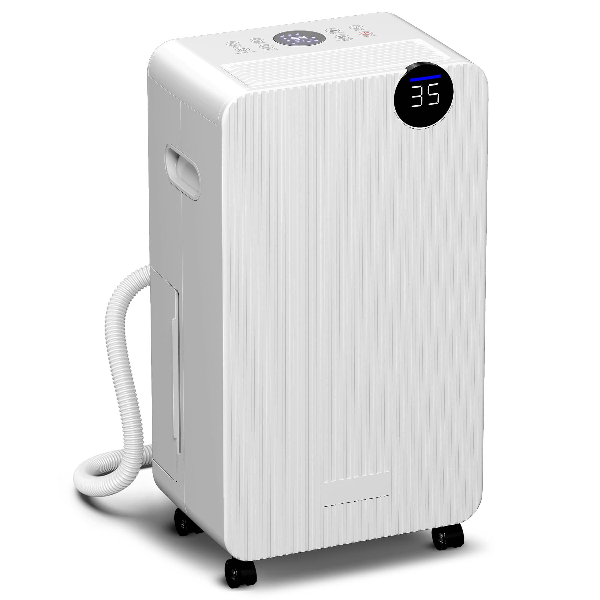 HOMCOM Desumidificador 12L/dia Depósito 2,1L Silencioso Desumidificador Elétrico com 4 Modos Ecrã LED Temporizador até 12-25㎡ Branco   Aosom