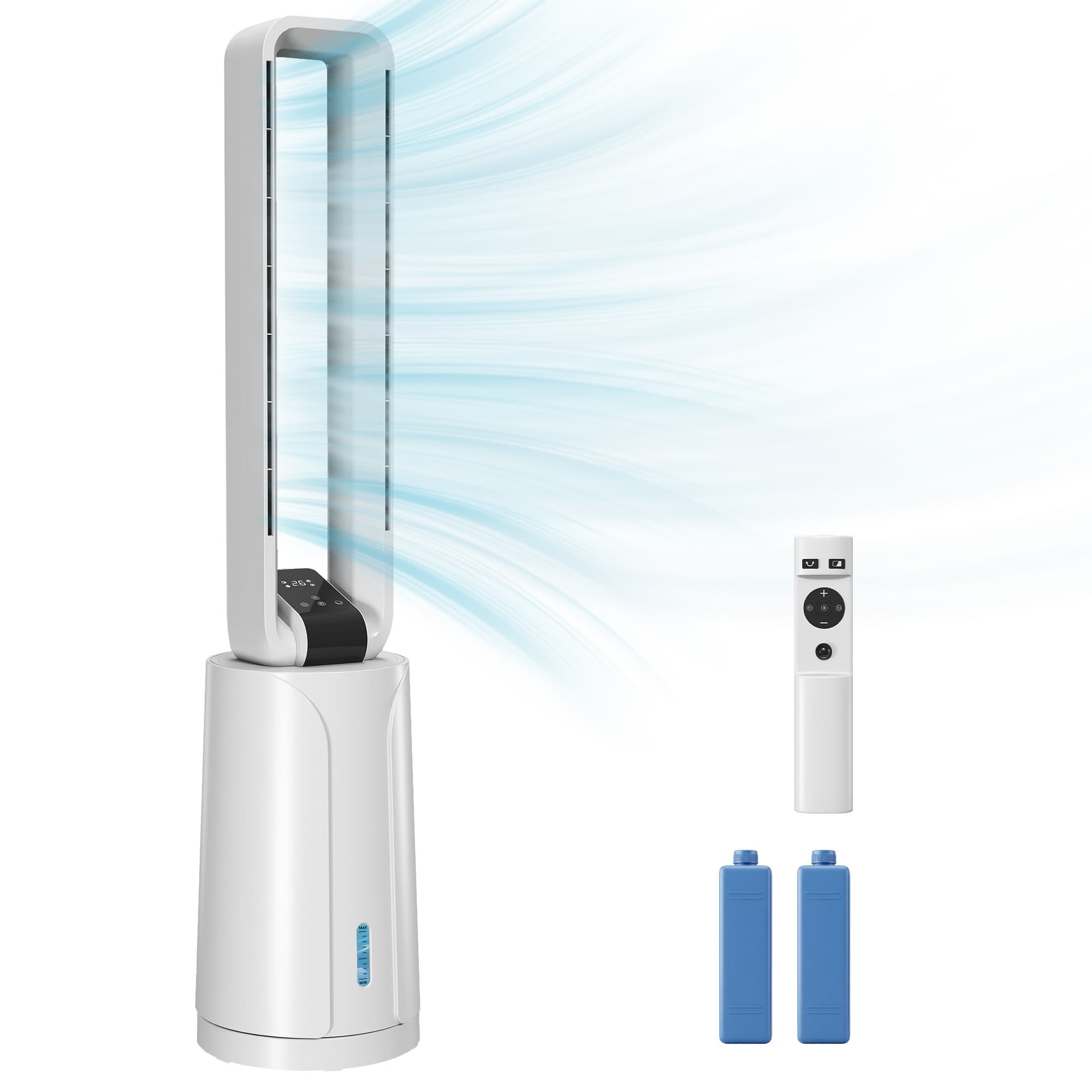 HOMCOM Climatizador 3 em 1 com Depósito de 1,7L Modos Ajustáveis Temporizador Controlo Remoto 24,7x24,7x109,5 cm Branco   Aosom Portugal