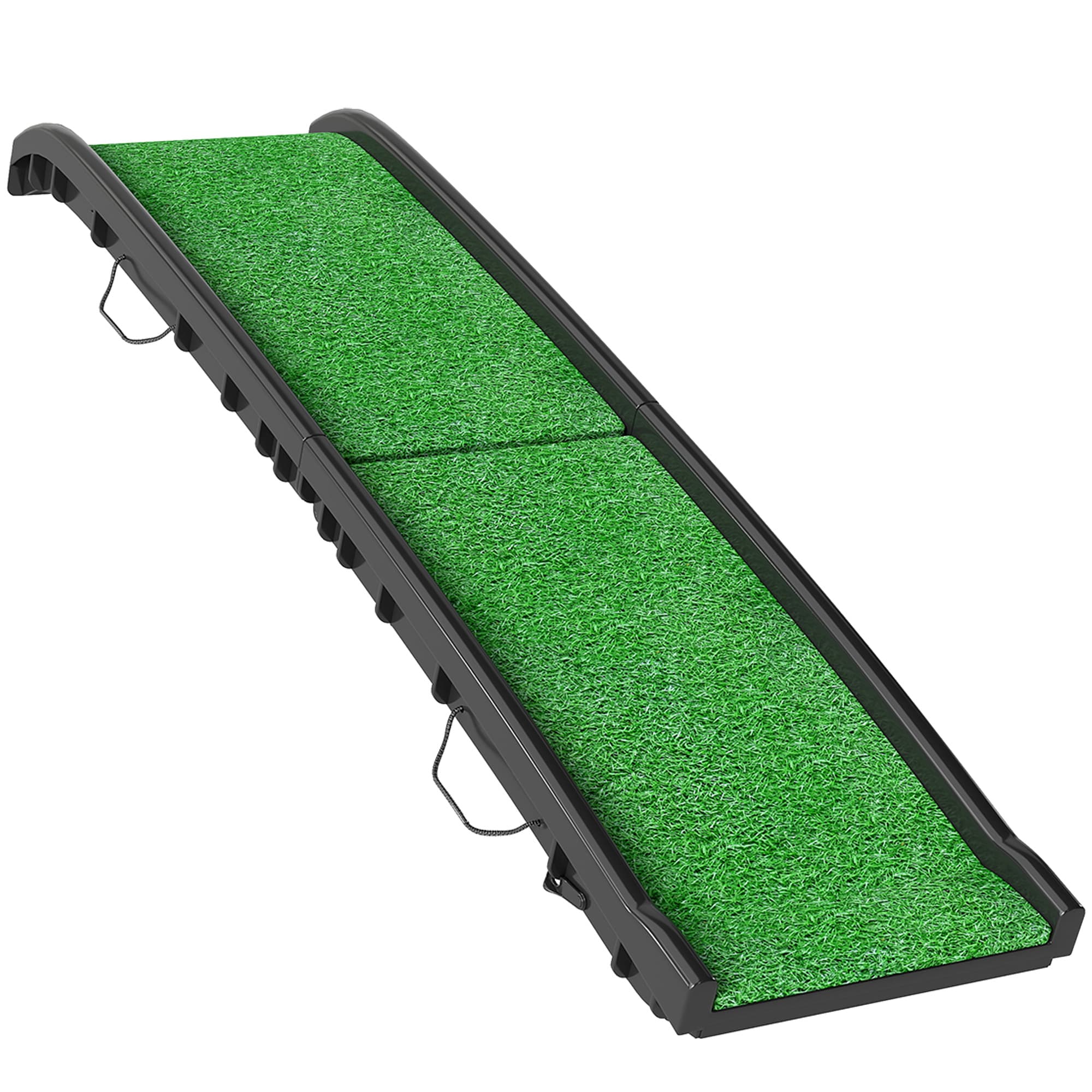 PawHut Rampa para Cães com Relva Artificial 155 cm Dobrável com Pega  ngulo Ajustável Verde   Aosom Portugal