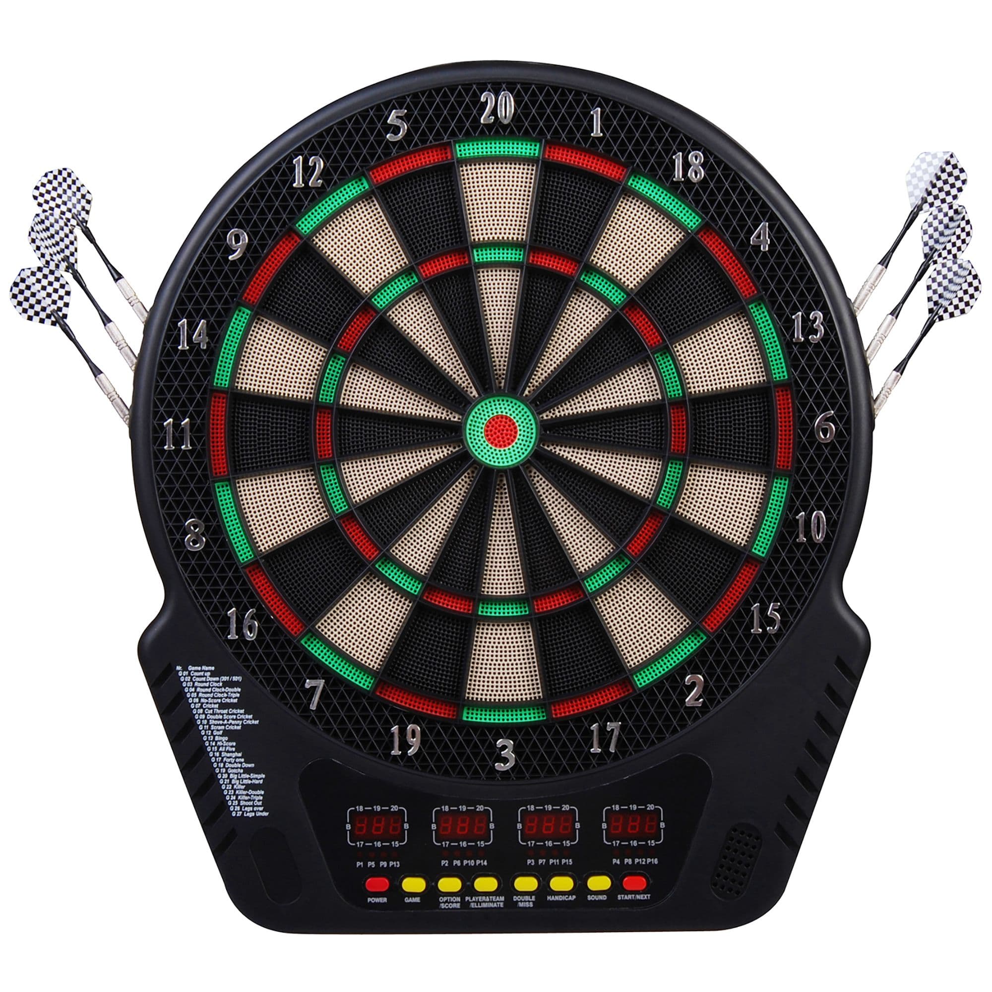 HOMCOM Alvo Electrónico 6 Dardos Jogo Digital com Som 27 Jogos 243 Variantes 44x51,5x3,2 cm   Aosom Portugal