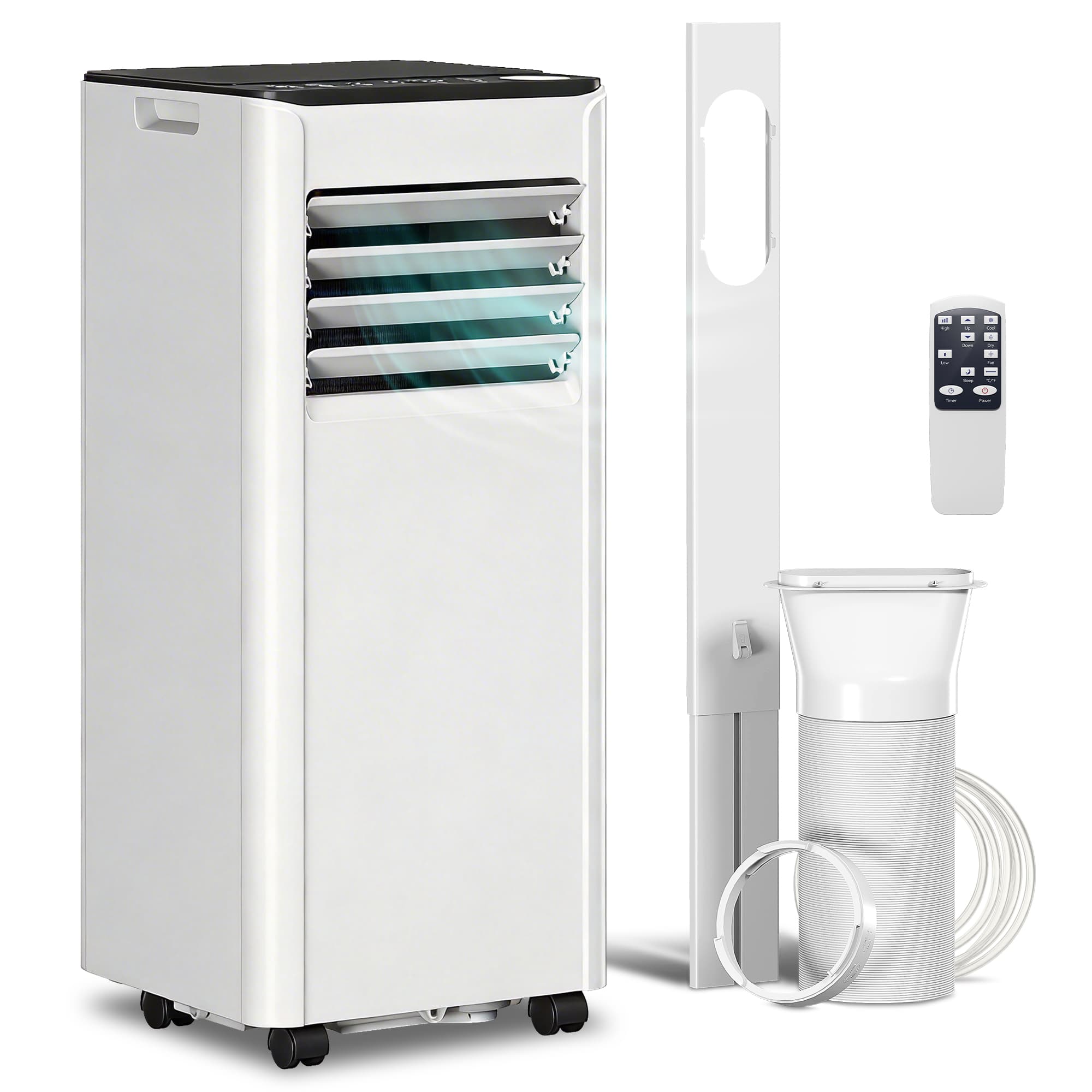 HOMCOM Ar Condicionado Portátil 9000 BTU 4 em 1 Arrefecimento Desumidificador Ventoinha Temporizador para 28 m² Branco   Aosom Portugal