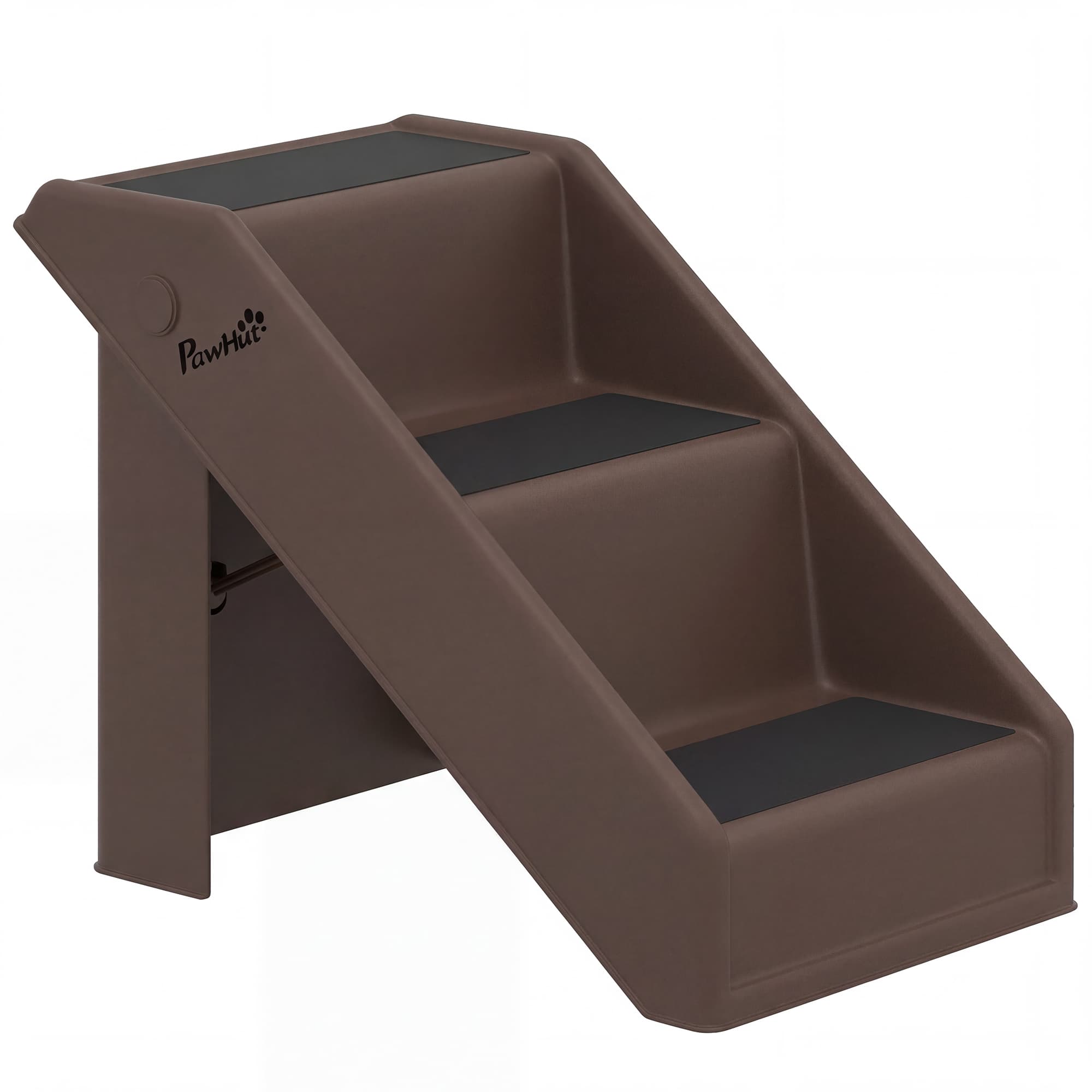 PawHut Escada Dobrável para Cães de 3 Degraus para Animais de Estimação Idosos para Cama Sofá 53x30,5x36,5 cm Castanho   Aosom Portugal