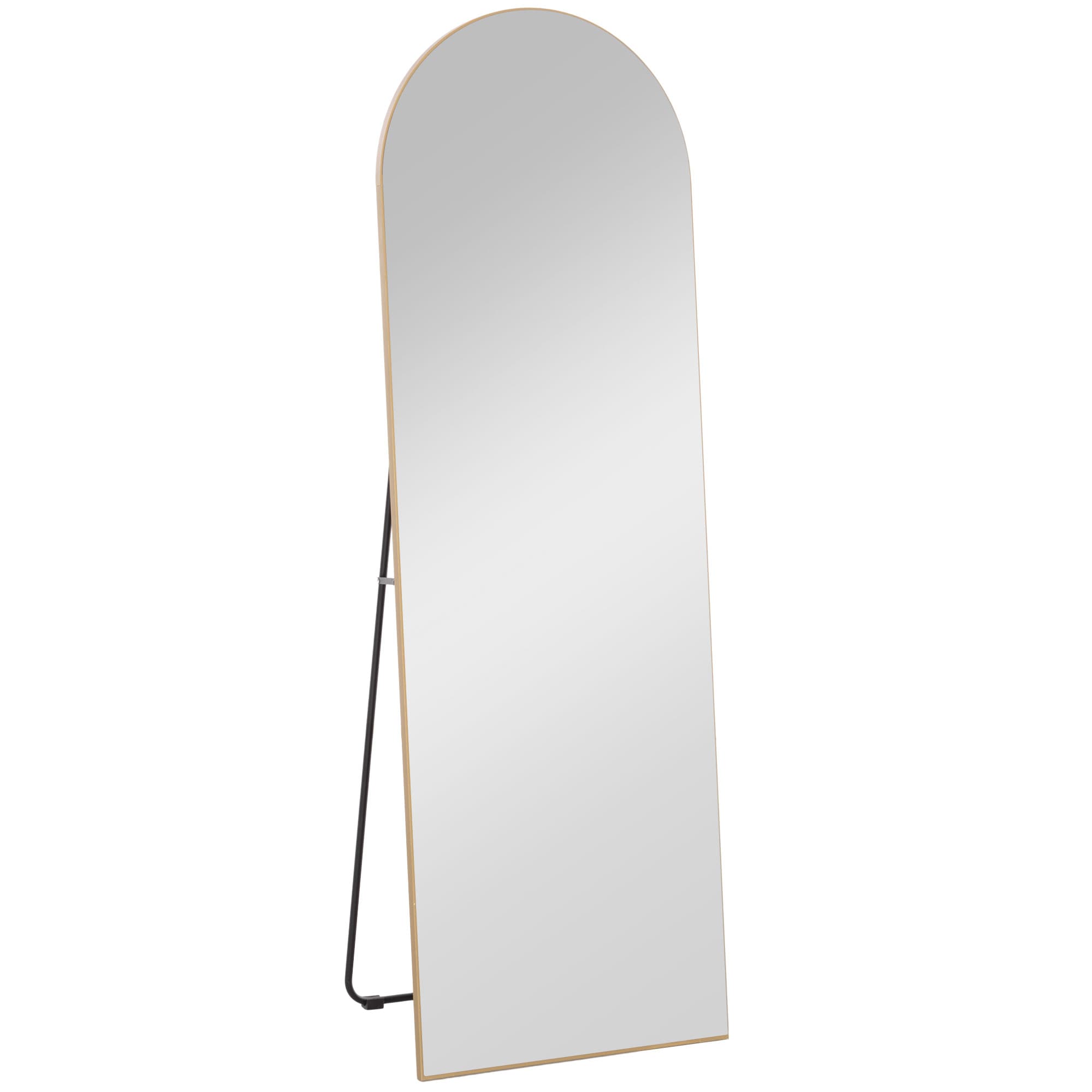 HOMCOM Espelho de Pé de Corpo Inteiro Arqueado 150x50 cm Independente Apoiável e de Parede Sem Moldura Dourado   Aosom Portugal