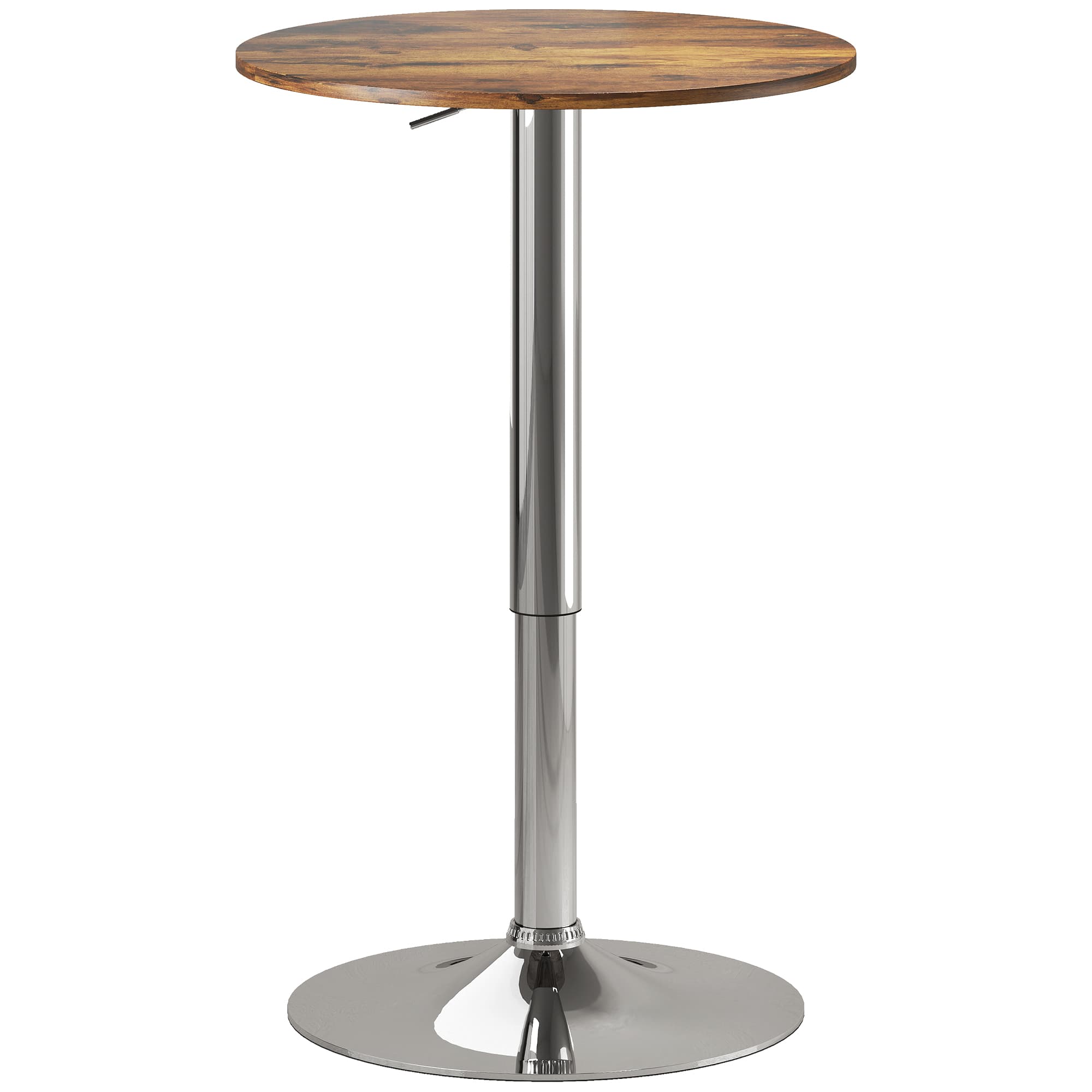 HOMCOM Mesa de Bar Mesa Bistro Mesa Alta Altura regulável 67-93 cm Tampo giratório 360° marrom   Aosom Portugal