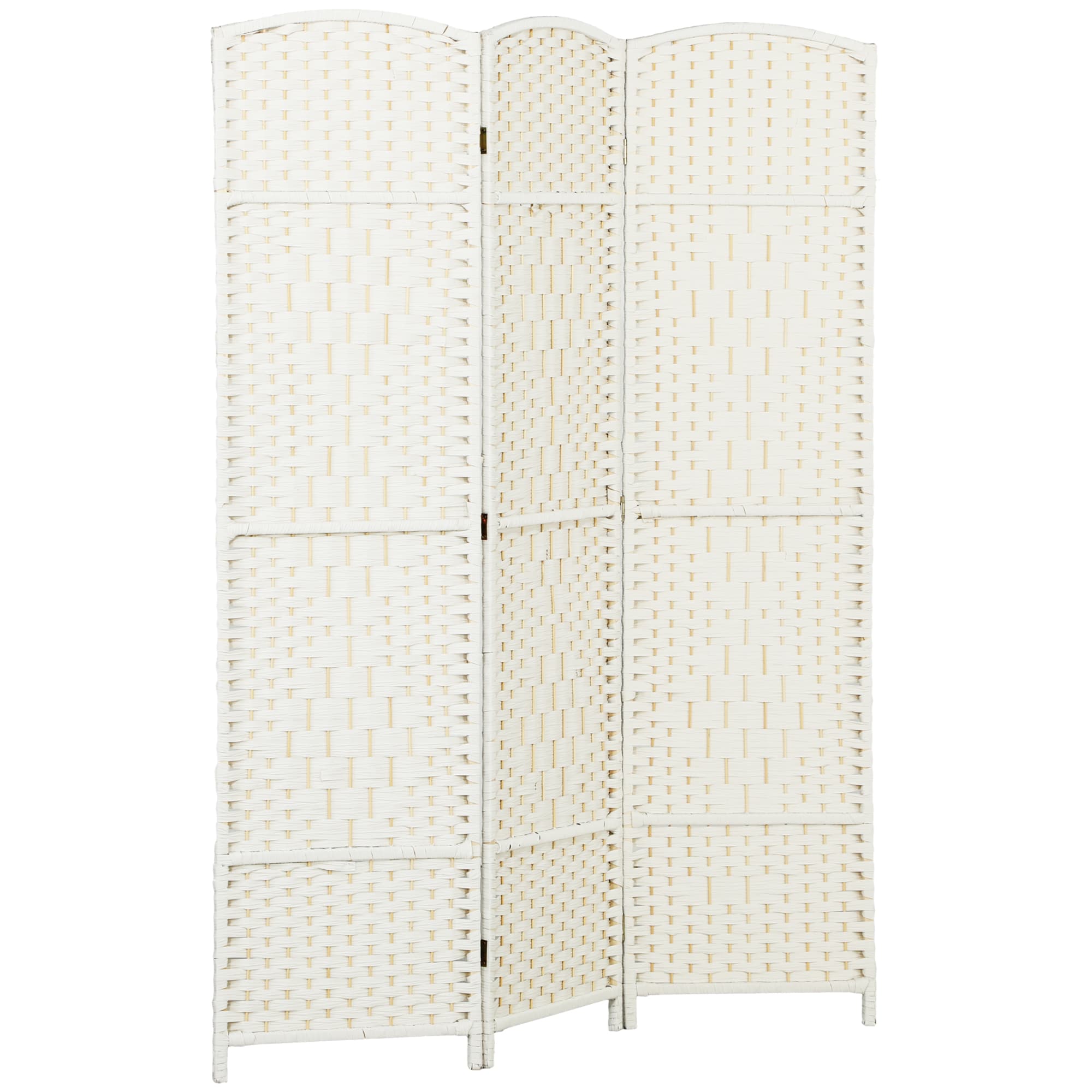 HOMCOM Separador de Ambientes de 3 Painéis Biombo Dobrável 135x180 cm Polipropileno Branco   Aosom Portugal
