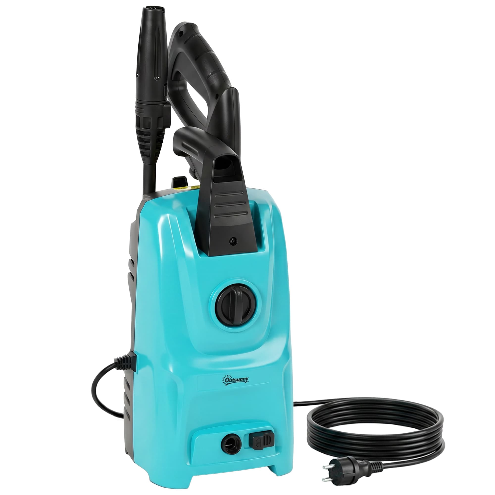 Outsunny Lavadora 1500 W, Pressão 120 Bar, Vazão 390 L/h, Lavadora Elétrica com Bocal Ajustável, Mangueira 6 m, Azul   Aosom Portugal