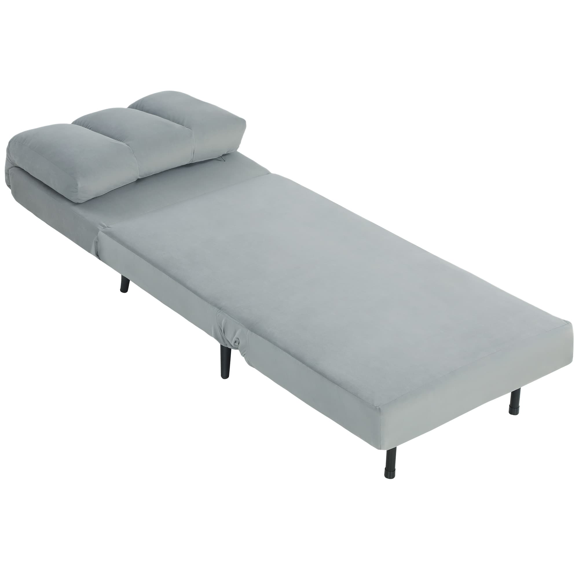 HOMCOM Sofá Cama Individual 3 em 1 Dobrável com Encosto Ajustável e Almofada Espessa para Sala 72x88x87 cm Cinza   Aosom Portugal