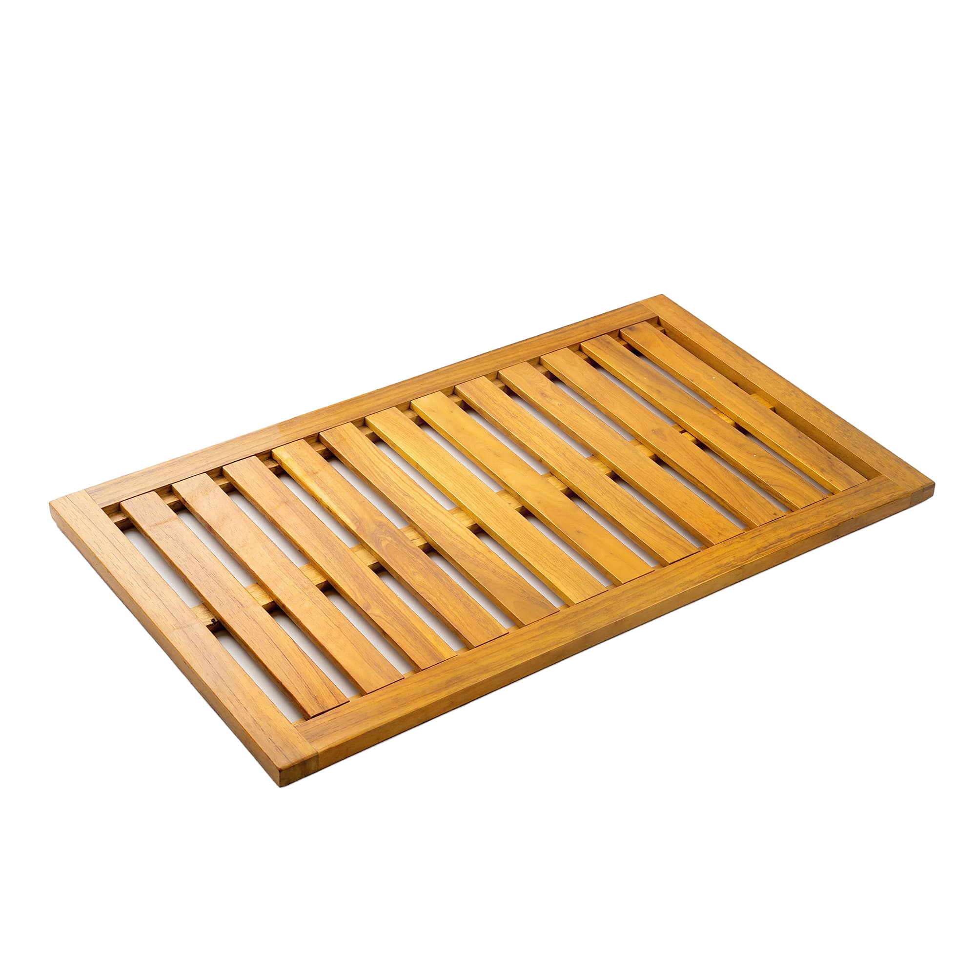 Outsunny Tapete de Banho em Madera de Acacia 91x51 cm Tapete de Duche  Antideslizante com Ripas para Drenagem Madeira   Aosom Portugal