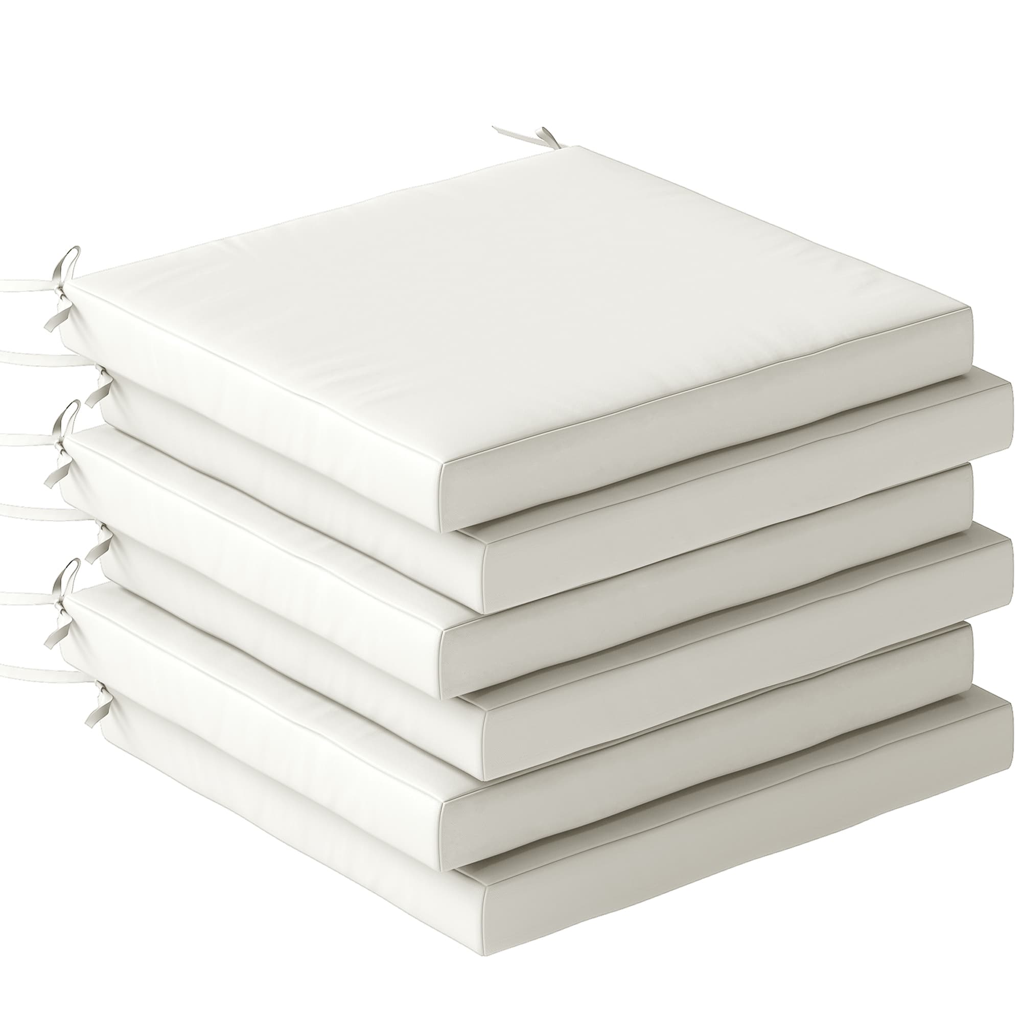 Outsunny Conjunto de Almofadas para Cadeiras de Jantar 46x42x7 cm 6 Peças com Capa Lavável e Laços Impermeável e Anti-UV Creme   Aosom Portugal