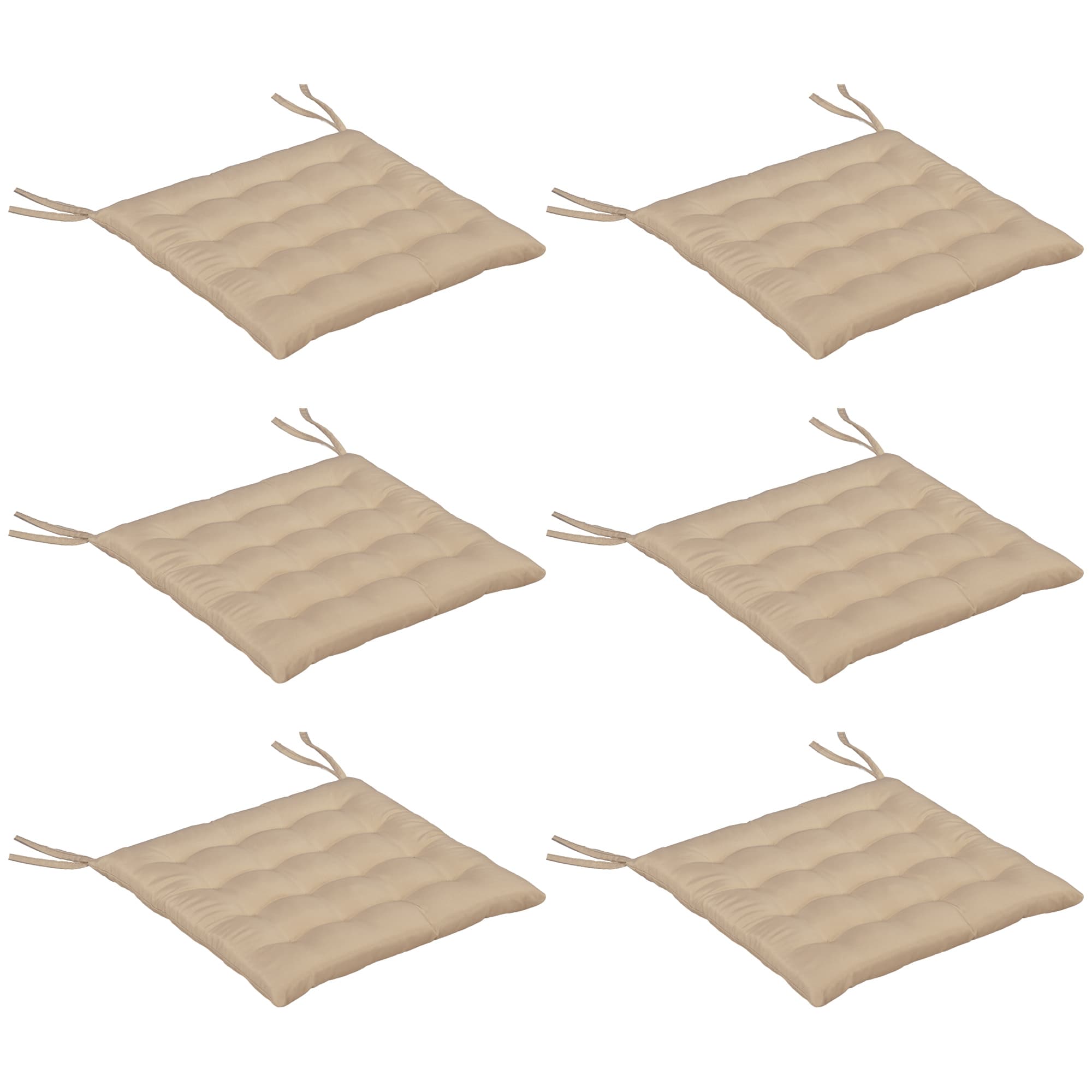 Outsunny Conjunto de 6 Almofadas para Cadeiras de Jantar 40x40 cm 6 peças Almofadas para Cadeiras de Jardim Acolchoadas Cáqui   Aosom Portugal