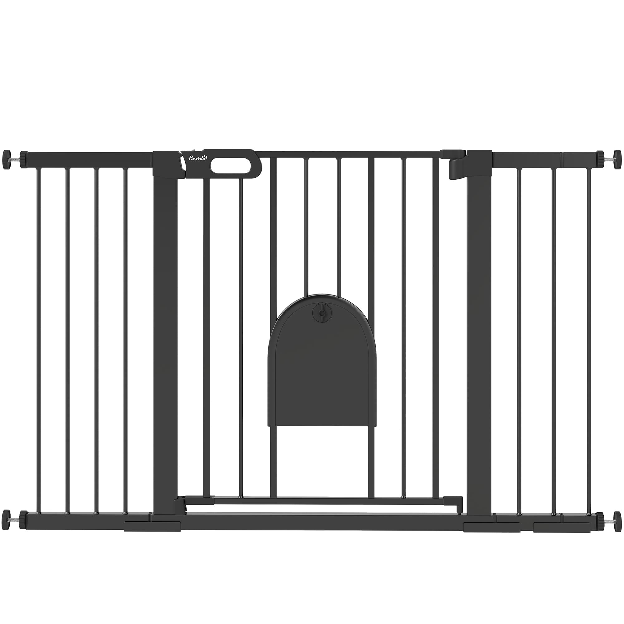 PawHut Barreira de Segurança de Animais de Estimação para Escadas e Portas com Aberturas de 75-131 cm com 3 Extensões Preto   Aosom Portugal