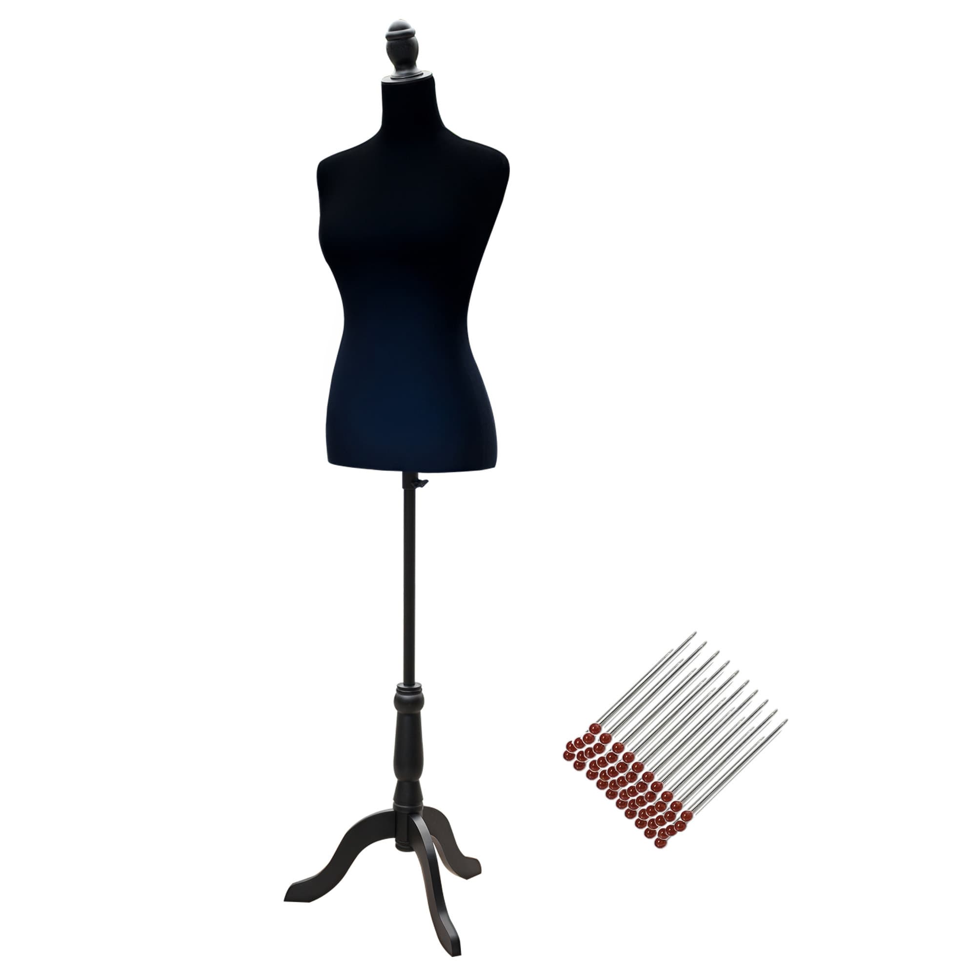 HOMCOM Manequim de Costura Feminino Manequim de Costura Ajustável a 130-168 cm com Tripé de Madeira Preto   Aosom Portugal