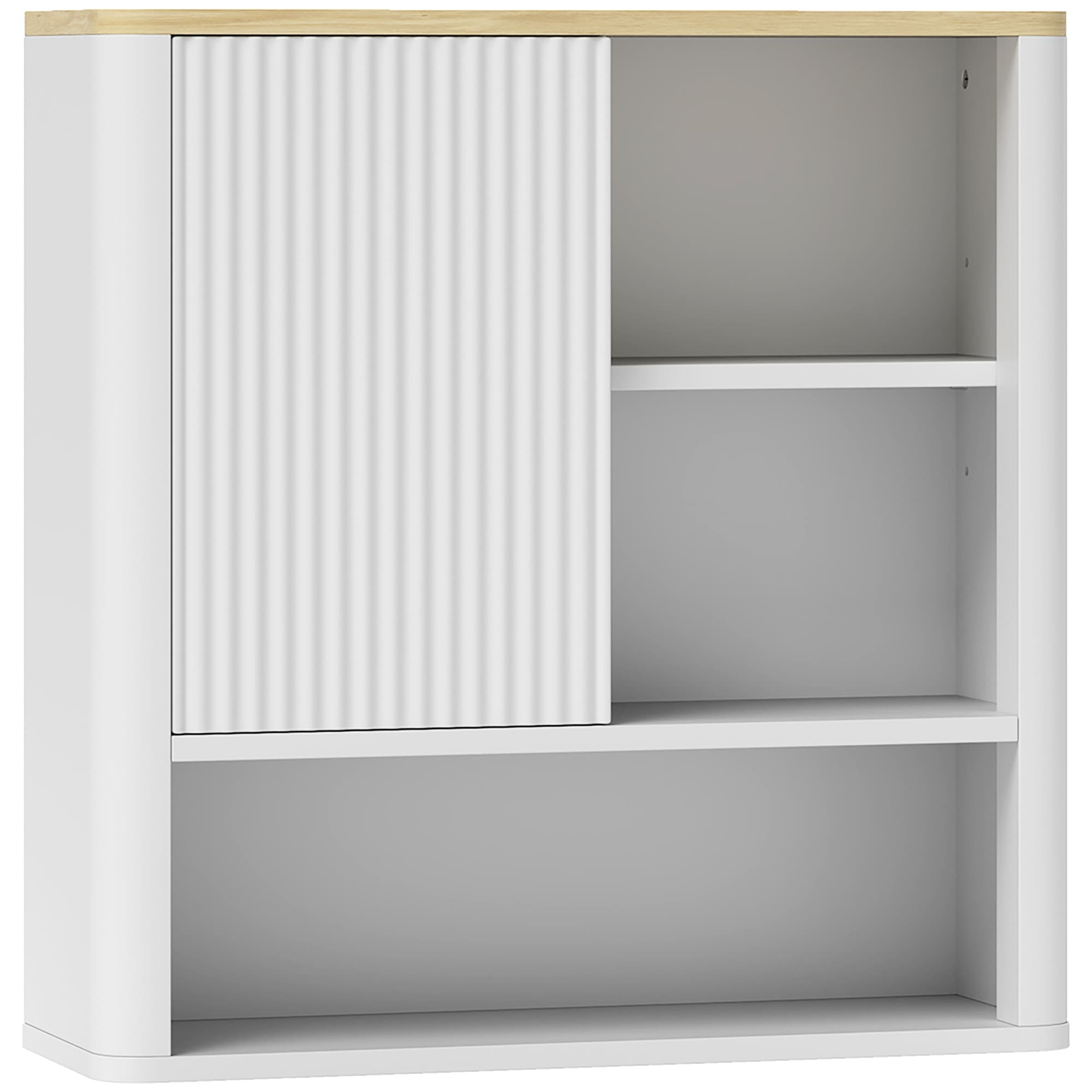 HOMCOM Armário de Parede para Casa de Banho com Porta Deslizante 5 Compartimentos e Prateleiras Ajustáveis 60x20x62 cm Branco   Aosom Portugal