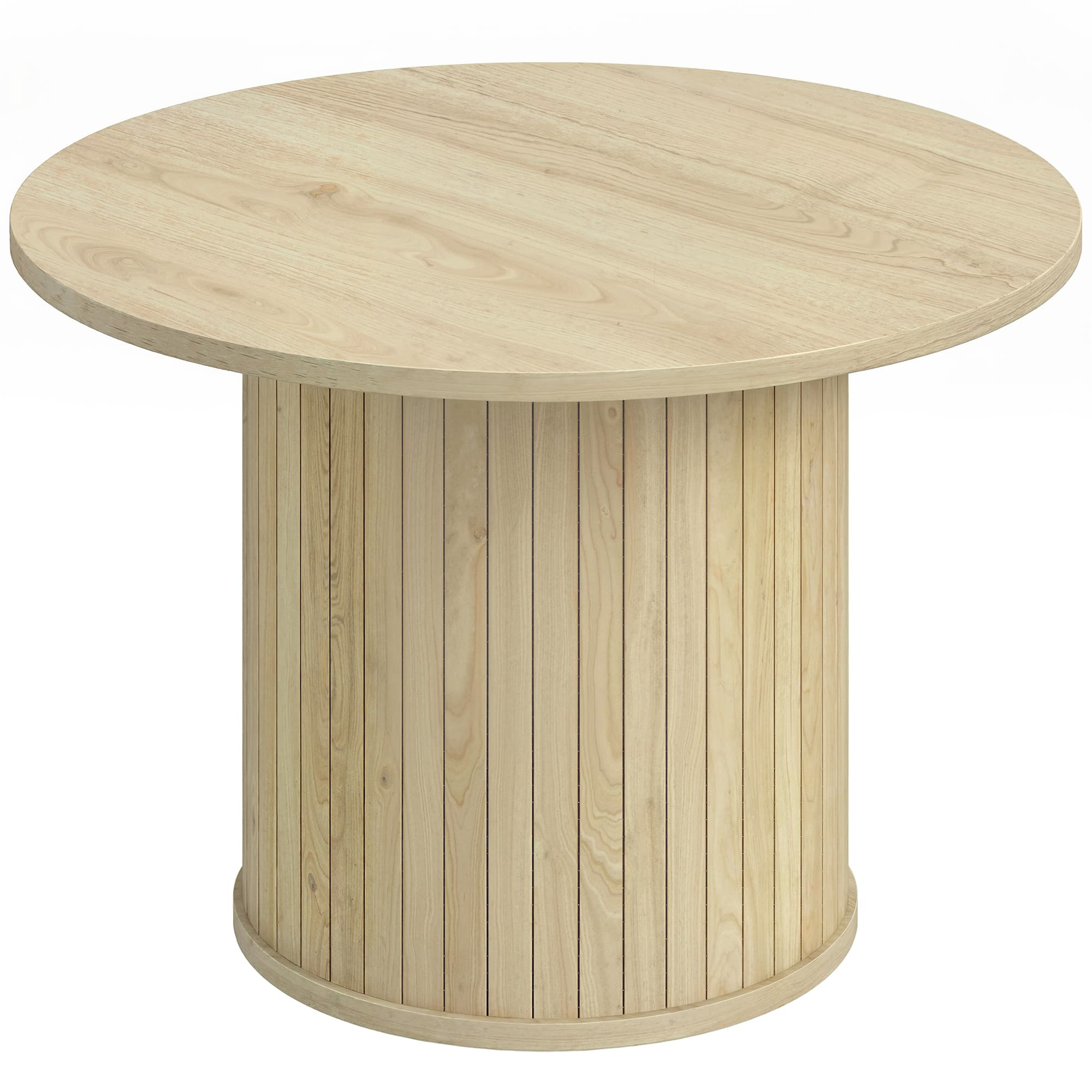 HOMCOM Mesa de Centro Redonda com Base de Coluna de Ripas para Sala de Estar ou Quarto Ø60x40 cm Madeira   Aosom Portugal