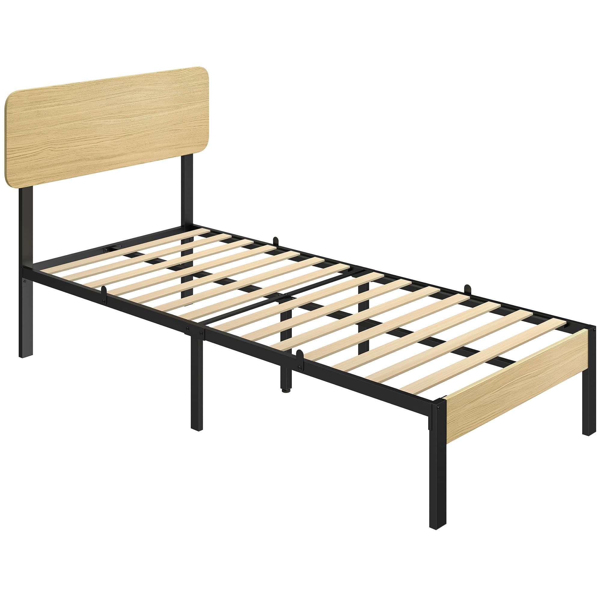 HOMCOM Estrutura de cama 90 x 200 cm com cabeceira e peseira, cama plataforma, base para colchão com espaço de arrumação sob a cama   Aosom