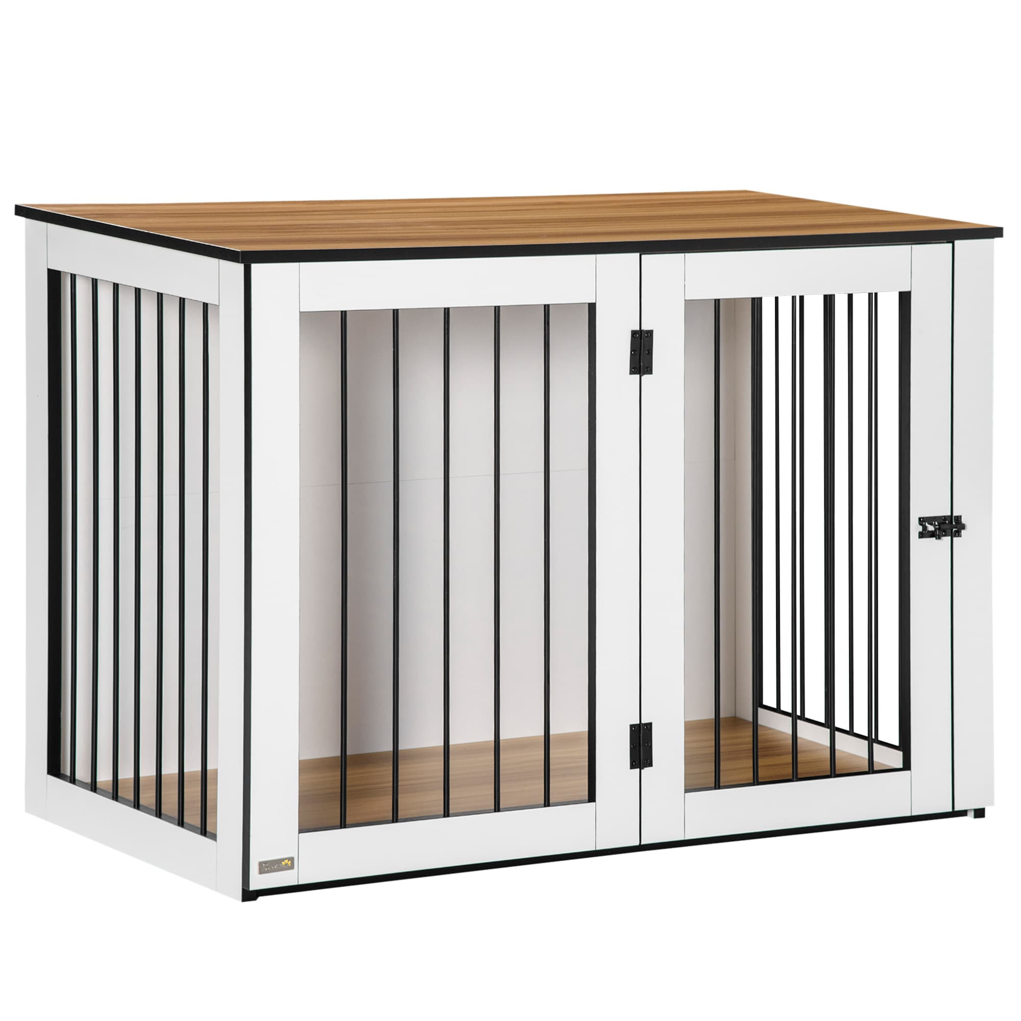 PawHut Caixa para cães, caixa para animais de estimação para cães grandes, abrigo para cães, interior, 106 x 60 x 76 cm, Carvalho+Branco   Aosom
