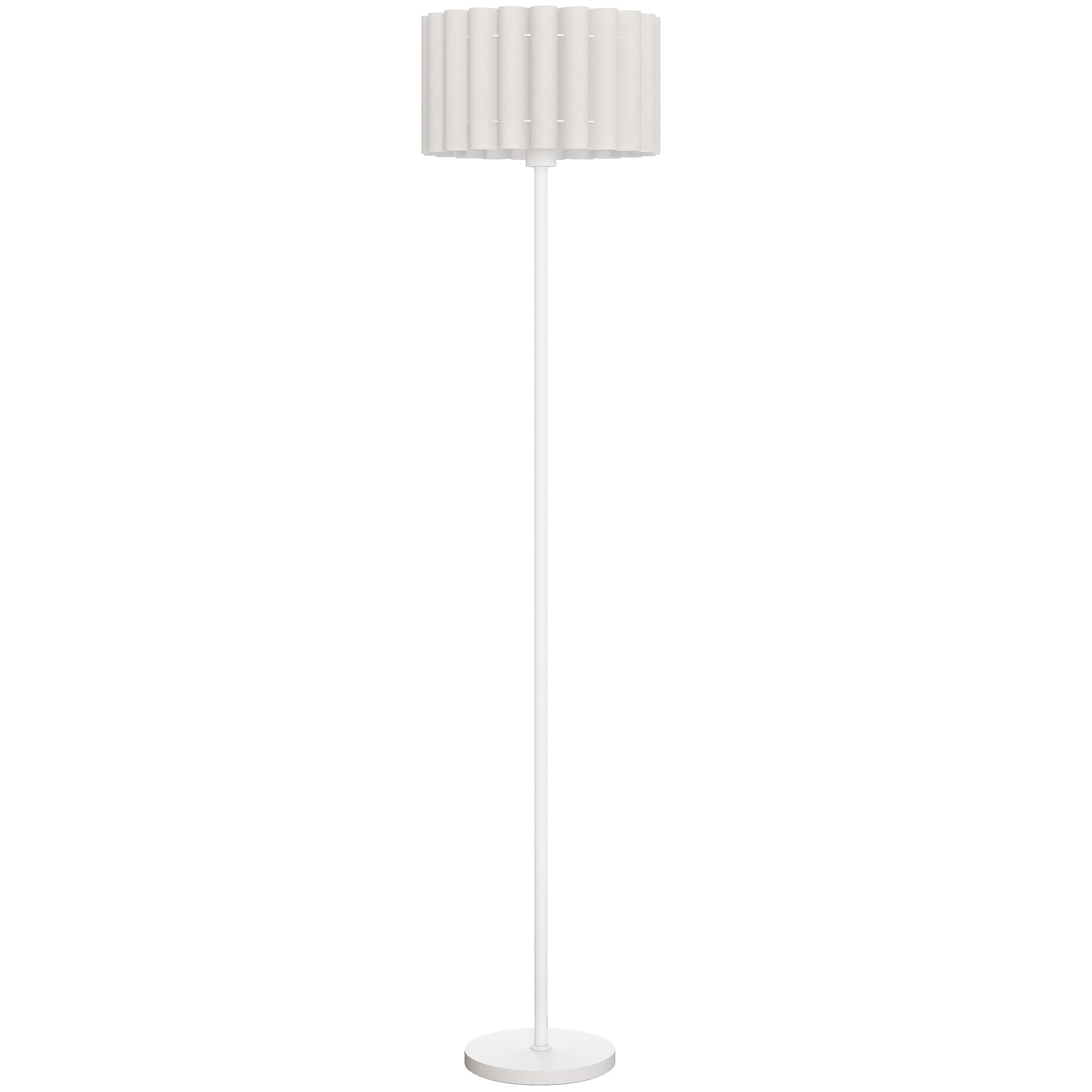 HOMCOM Lâmpada de pé estilo retro, abajur em plástico, interruptor de pé, haste metálica, Branco   Aosom Portugal