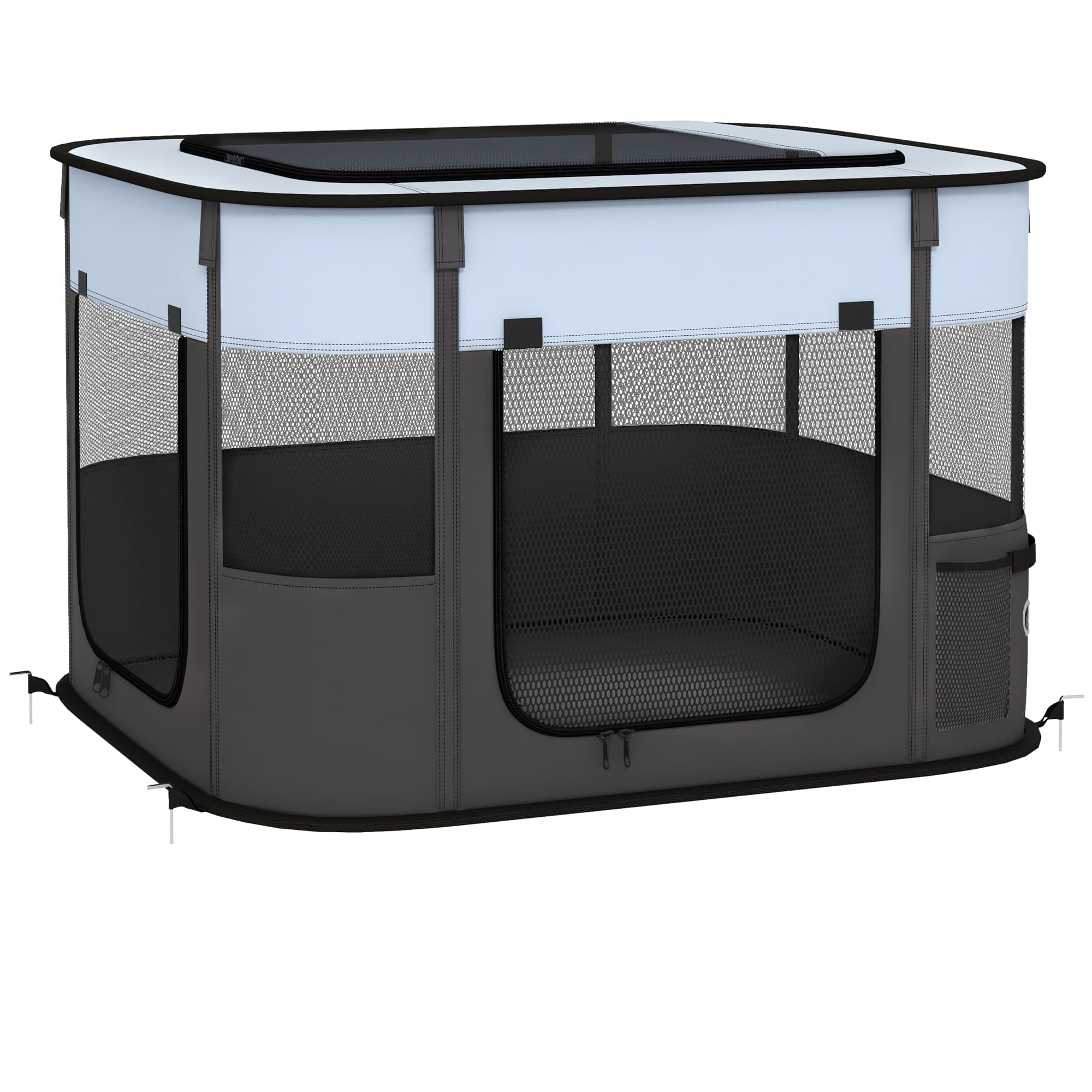 PawHut Parque de brincar para pets, dobrável, com bolsa de armazenamento, para filhotes e gatinhos, interno e externo, Cinza   Aosom Portugal