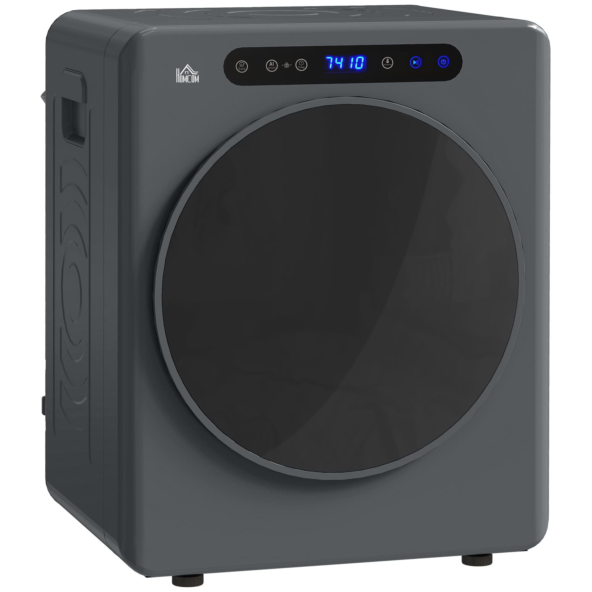 HOMCOM Secadora de roupa, 6 programas, 40-60℃, capacidade 3 kg, compacta, controlo touch, Cinza   Aosom Portugal