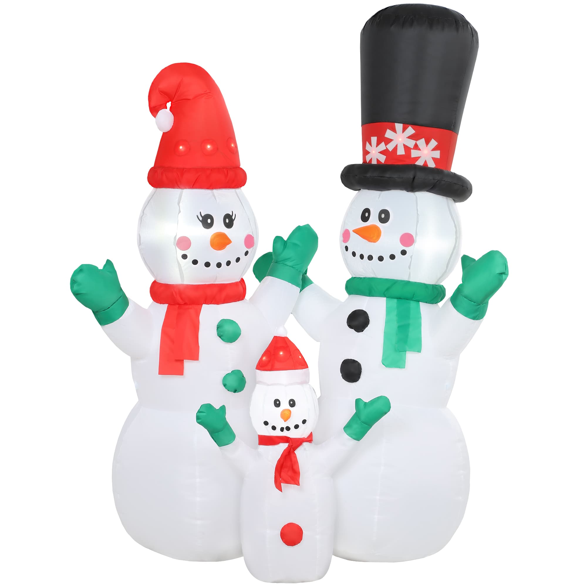Outsunny Família de Bonecos de Neve Inflável, 1,8 m Decoração de Natal com Iluminação LED para Interior e Exterior   Aosom Portugal