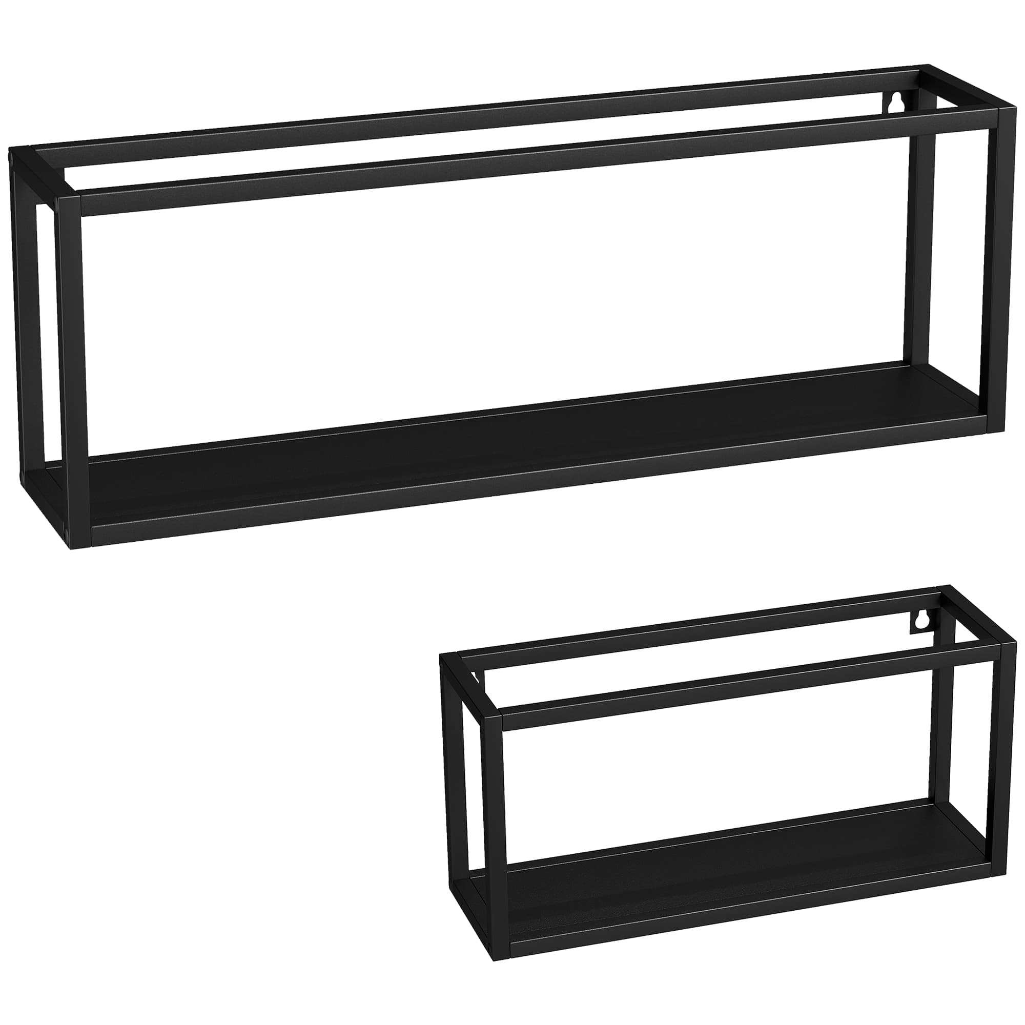 HOMCOM Conjunto de 2 prateleiras de parede, 15 kg de capacidade, para montagem na parede, aço, preto   Aosom Portugal