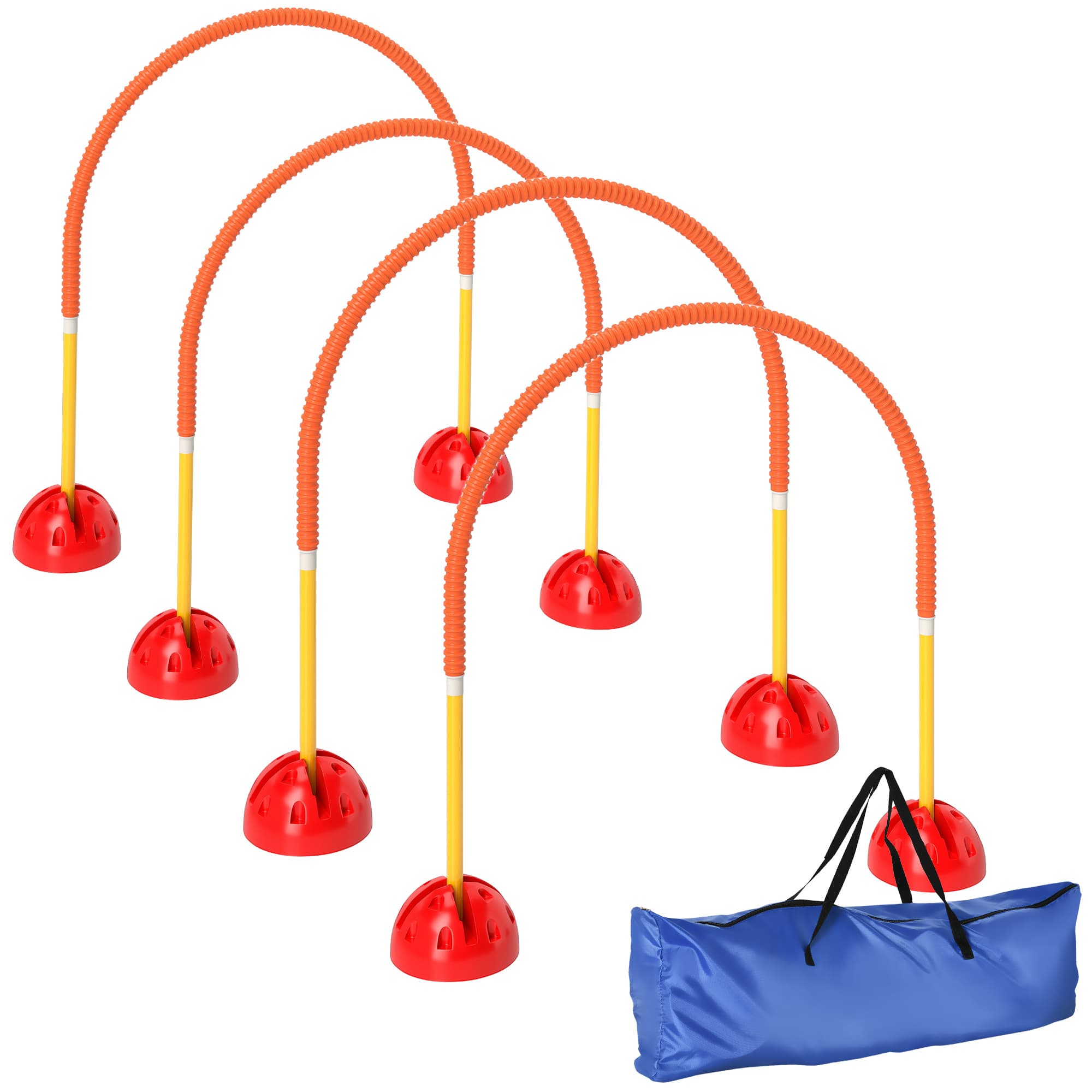 PawHut Kit de equipamento de agilidade para cães com 4 portas de largura ajustável, bolsa de transporte, amarelo e laranja   Aosom Portugal