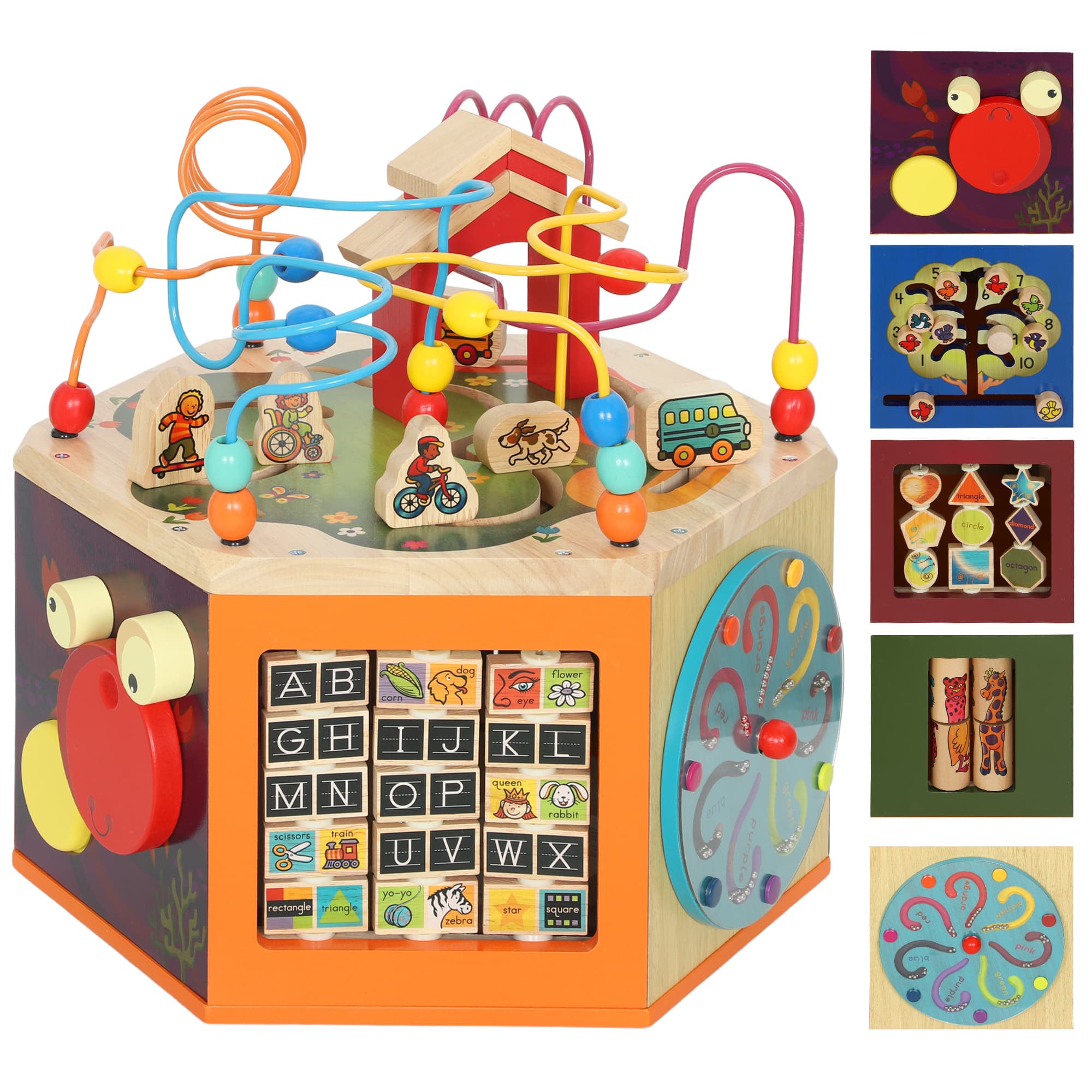 AIYAPLAY Cubo motor, cubo de atividades 8-em-1 com trilho de motricidade, labirinto de contas, 41,5 x 37,5 x 37,5 cm, Multicolorido   Aosom Portugal