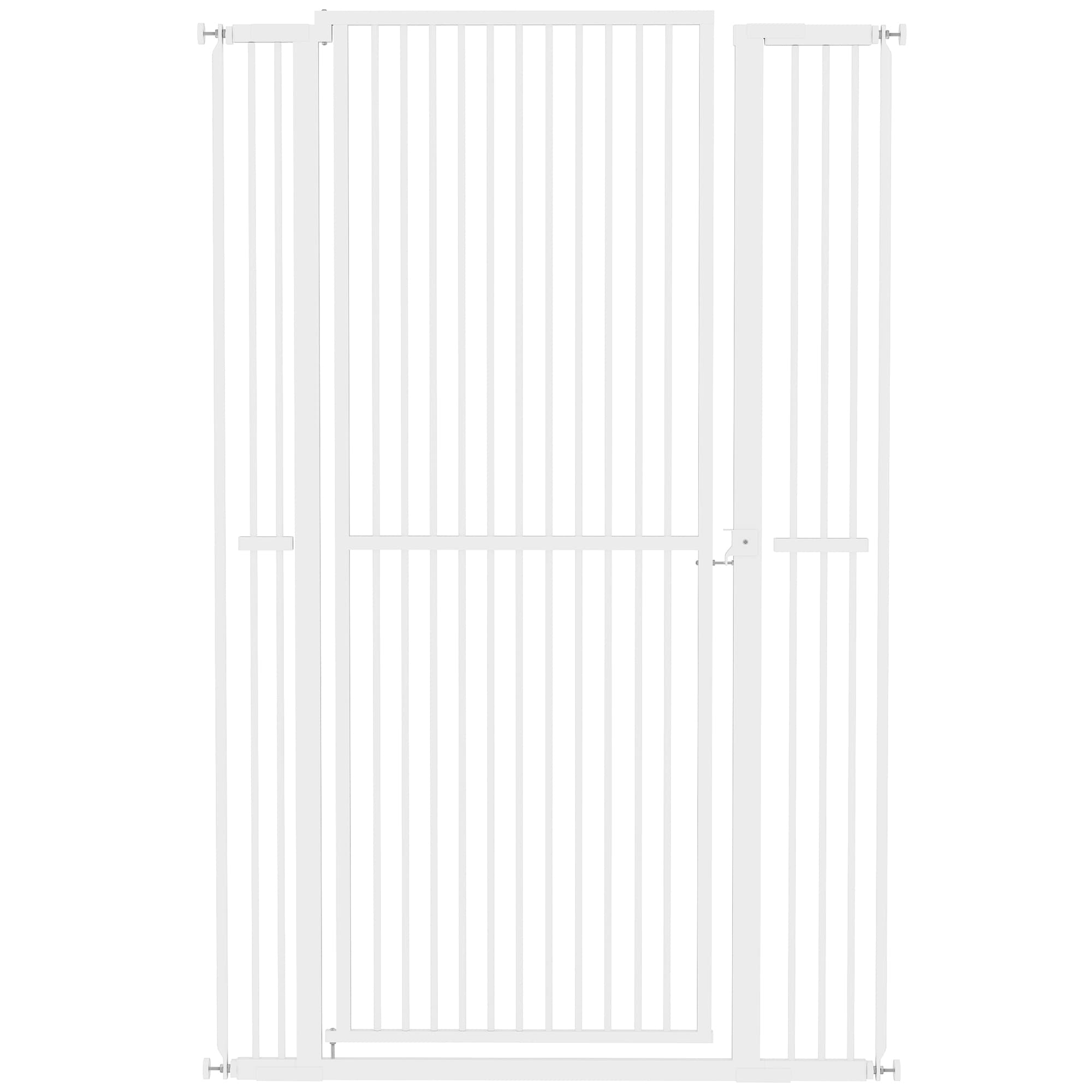 PawHut Barreira para Cães Extra Alta com Largura Ajustável 77-104 cm Barreira de Segurança para Cães e Gatos com 2 Extensões  Branco   Aosom
