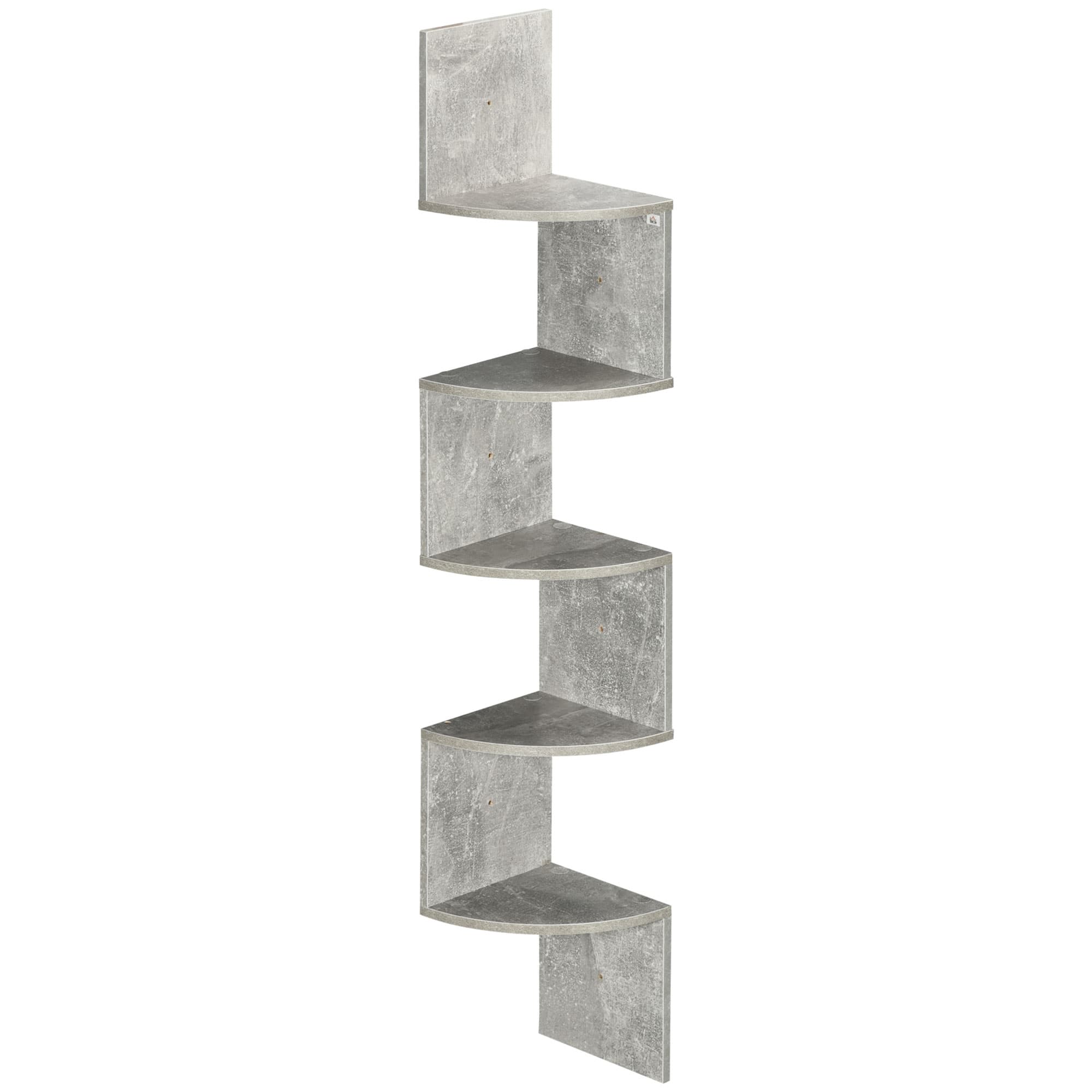 HOMCOM Estante de Canto para Parede Zigzag 20L x 20l x 126H cm 5 Níveis Madeira Cinza   Aosom Portugal