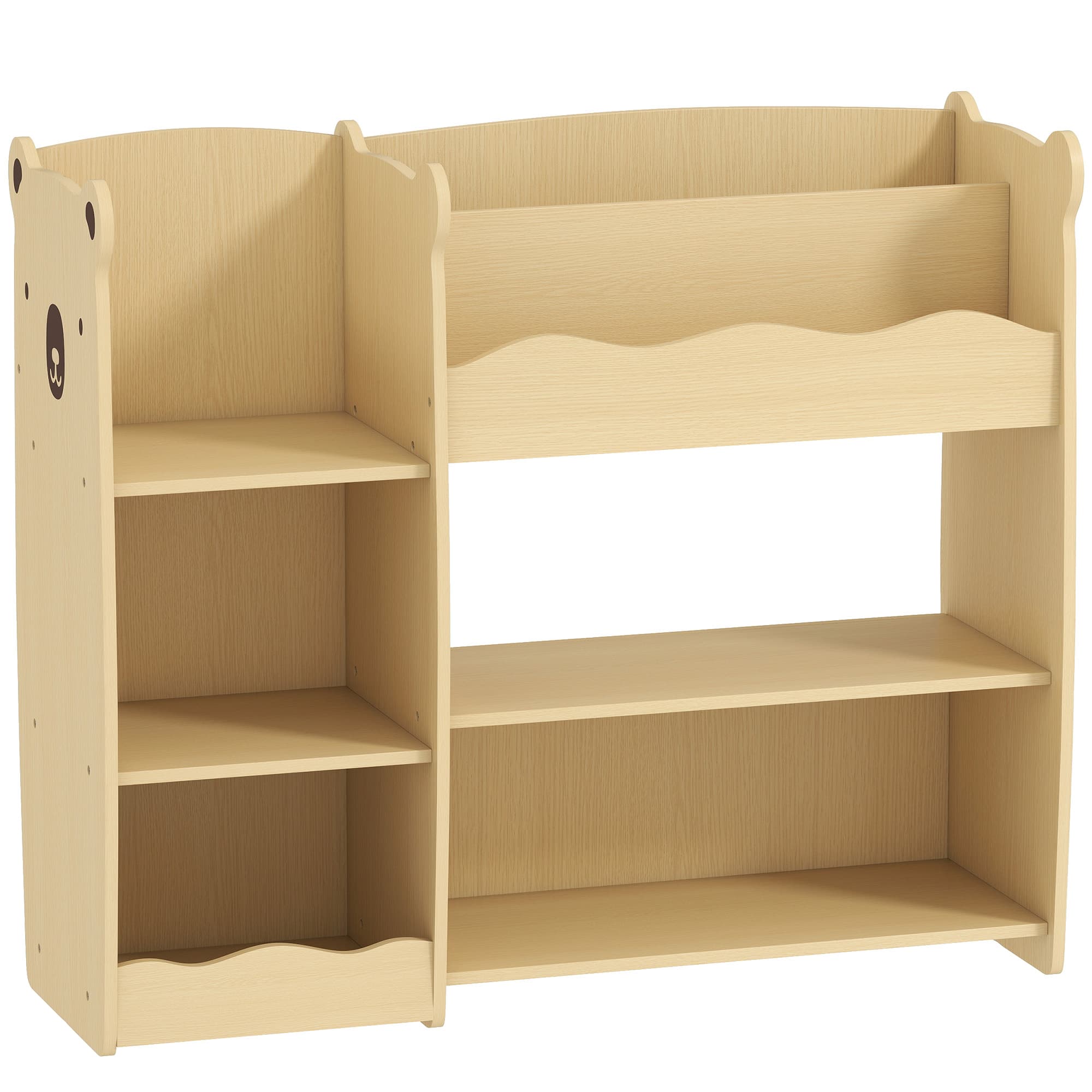 AIYAPLAY Móvel de arrumação infantil 3 níveis, estante de arrumação para brinquedos com prateleiras abertas, 92x29x79cm, natural   Aosom