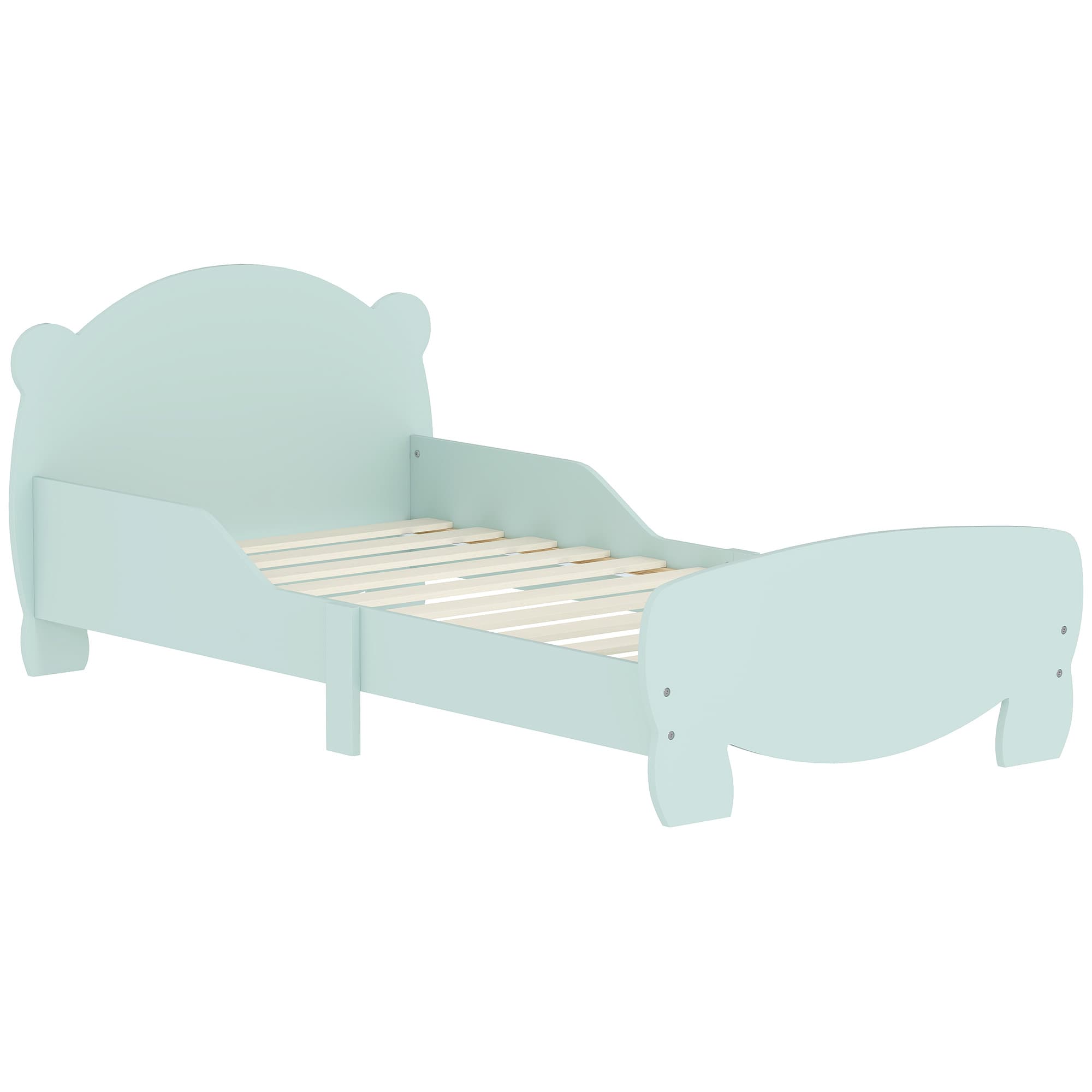 AIYAPLAY Cama infantil 70x140 cm com grades de segurança tema urso para meninos, meninas, com idades de 3 a 6 anos, verde   Aosom Portugal
