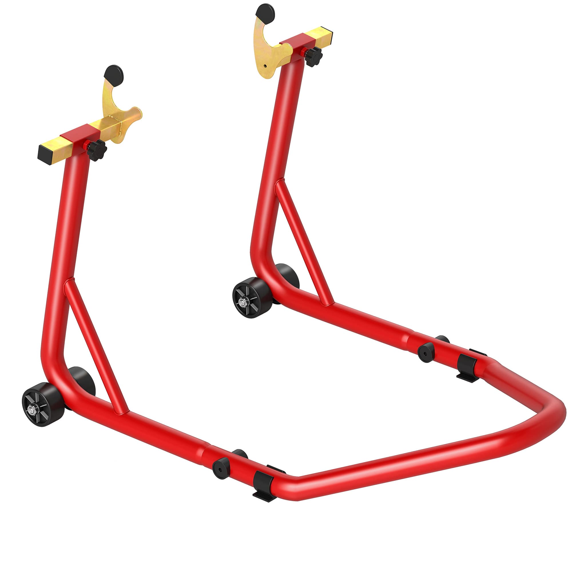 HOMCOM Cavalete Elevador Universal Suporte Roda Traseira Mota com Forquilhas em U e L Ajustáveis e Almofadas Antiderrapantes 58,5x34,5x69 cm Vermelho