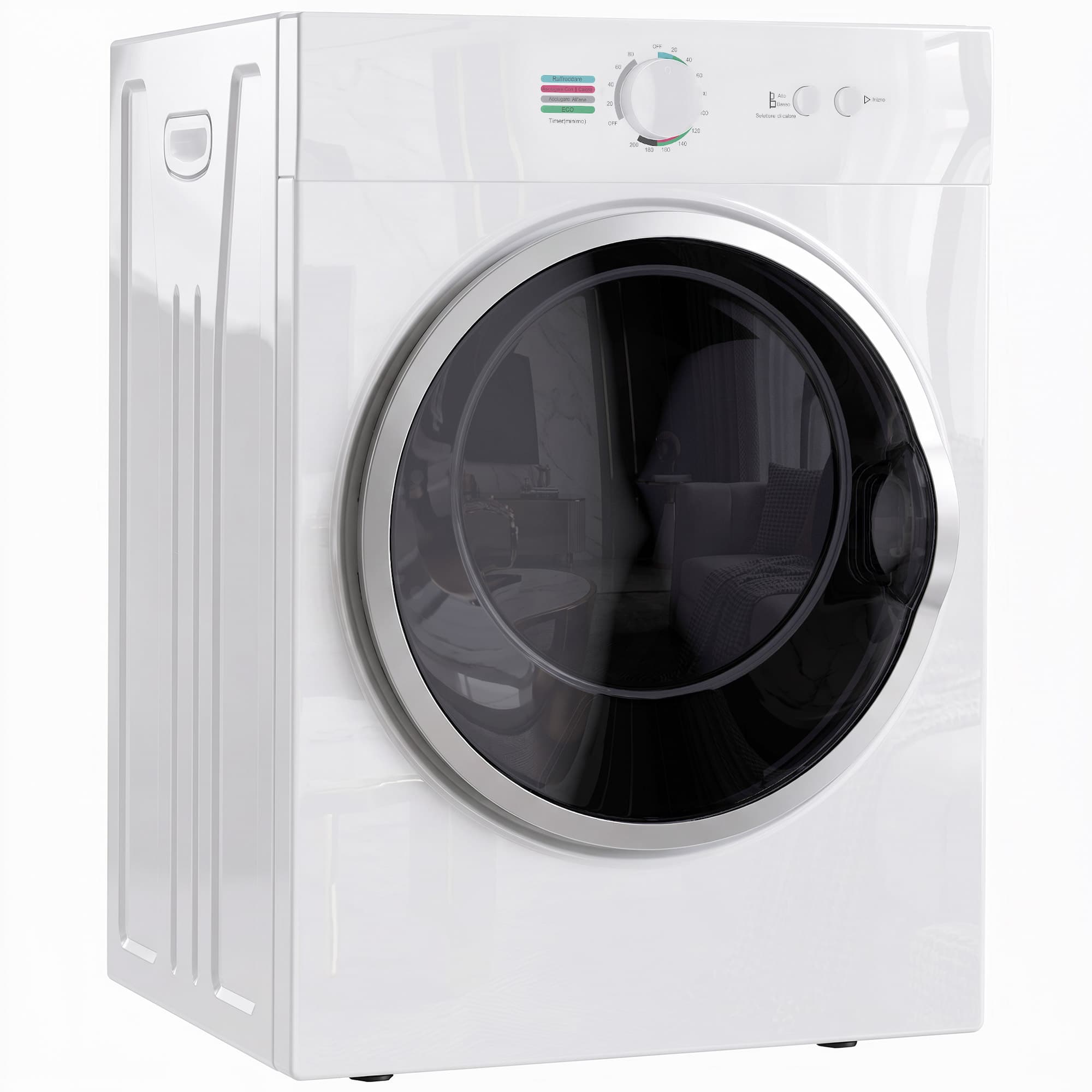 HOMCOM Mini Secadora Portátil 4.8kg 1020W Aquecimento PTC, Timer, Branca   Aosom Portugal