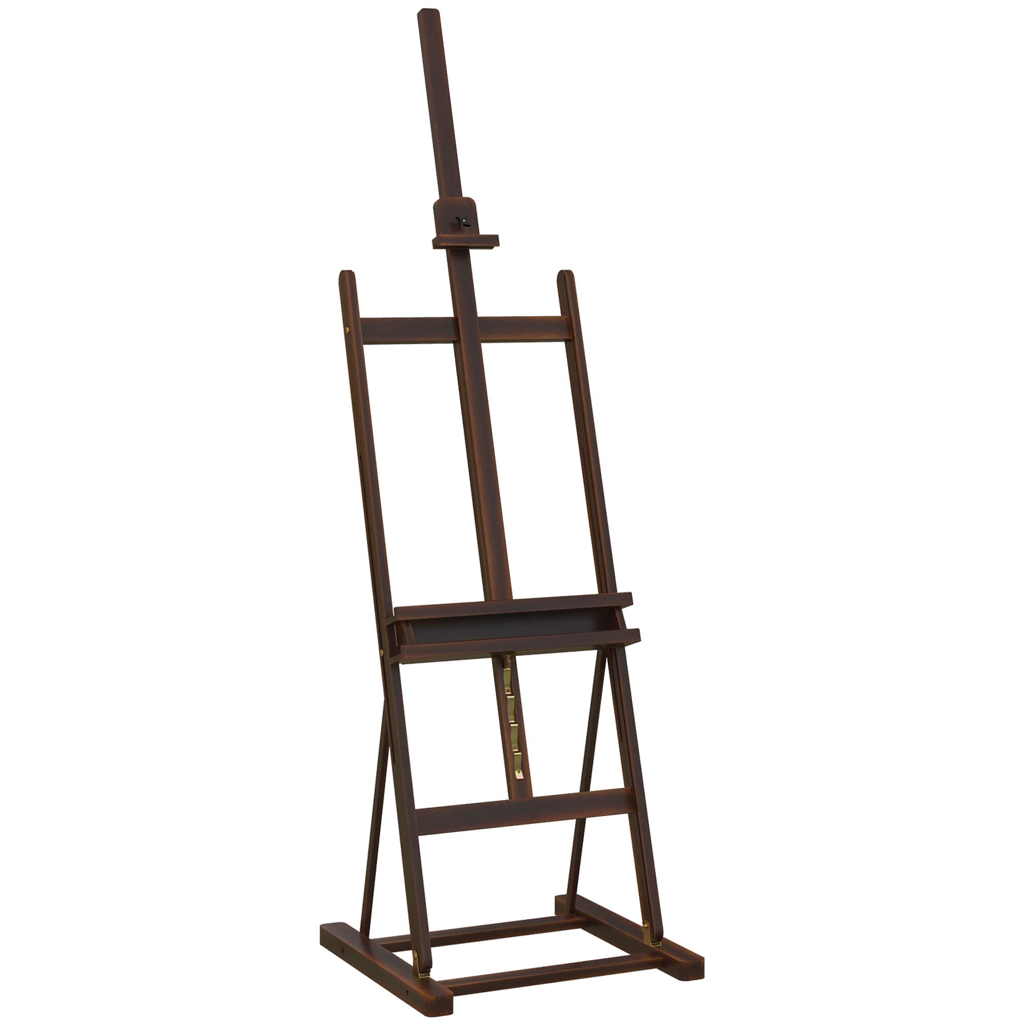 HOMCOM Cavalete de Pintura 230 cm com Altura e  ngulo Ajustáveis Arrumação para Adultos Artistas Pintores Castanho   Aosom Portugal