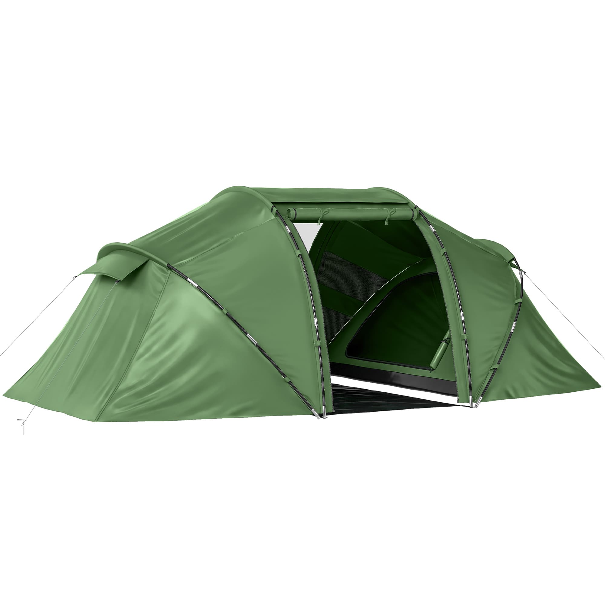 Outsunny Tenda de Campismo Familiar para 4 Pessoas Tenda Dobrável Impermeável para Praia Parque 430x240x170 cm Verde   Aosom Portugal