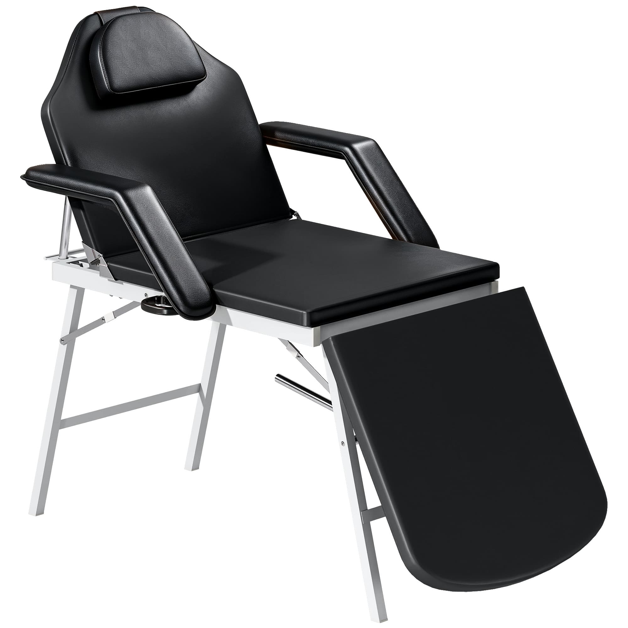 HOMCOM Mesa de massagem dobrável, cama de massagem 3 zonas portátil 182 x 62 cm com apoio de cabeça e apoios de braços removíveis, preto   Aosom