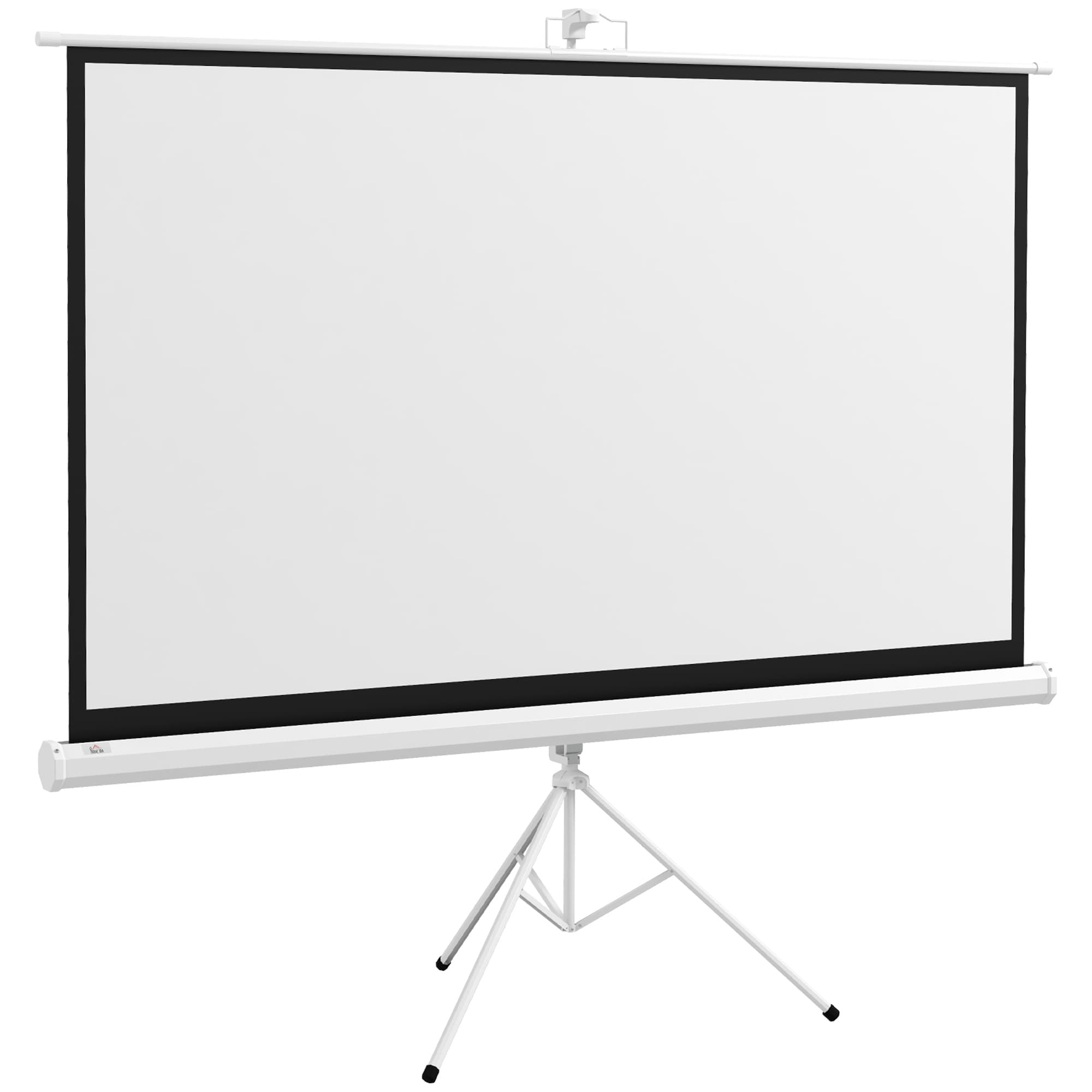 HOMCOM Ecrã de Projeção com Suporte Portátil 100 Polegadas Formato 16:9 Altura Ajustável 221x124 cm Branco   Aosom Portugal