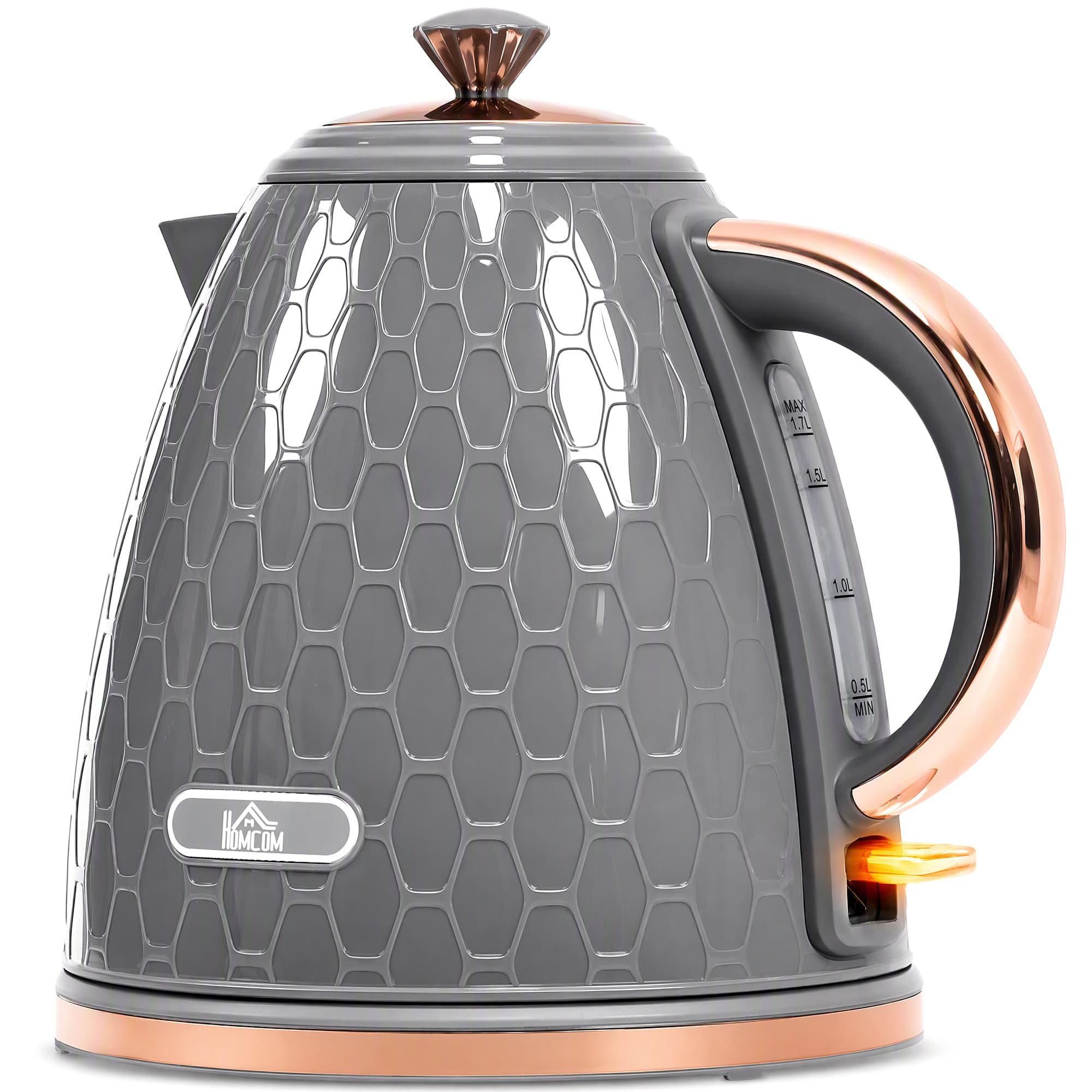 HOMCOM Chaleira, 2200W, Visor, Filtro, Fervura Rápida, Cinza   Aosom Portugal
