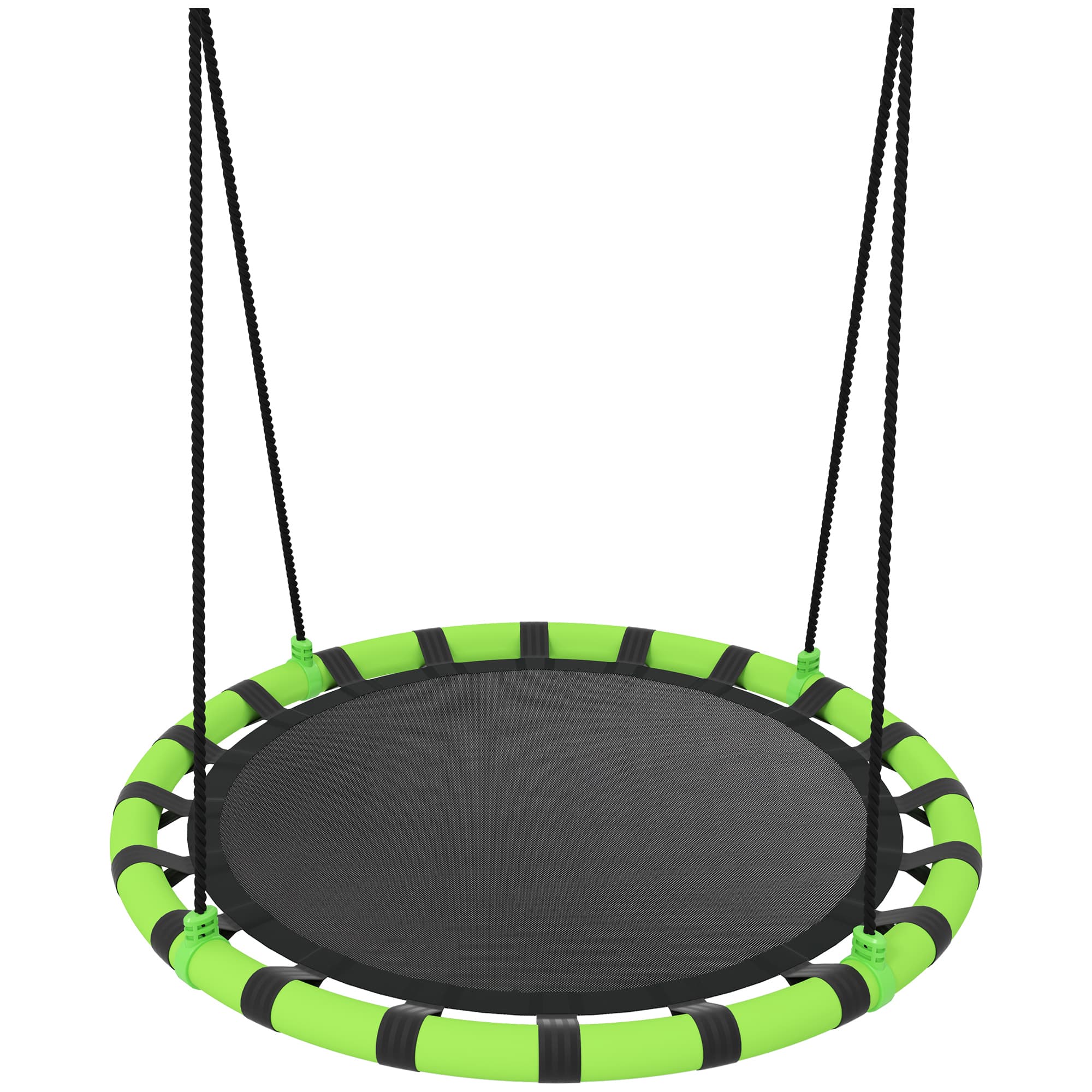 AIYAPLAY Baloiço para Crianças Redondo Baloiço de Jardim Infantil Ajustável Impermeável Carga 150 kg Ø100x180 cm Preto e Verde   Aosom Portugal