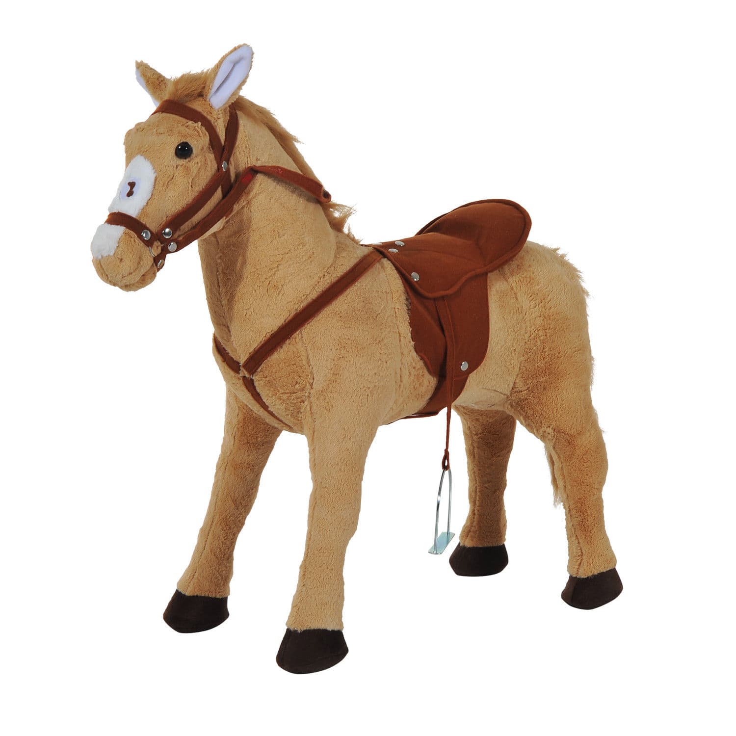 HOMCOM Cavalo de Brinquedo para Crianças de +3 Anos com Sons e Estrutura de Metal Carga 60kg 85x28x60 cm Bege   Aosom Portugal