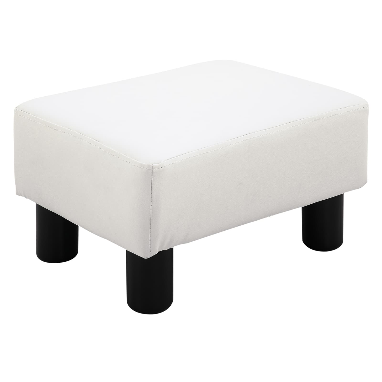 HOMCOM Apoio para os Pés Octomano Banco Pequeno Estofado em Pele Sintética com Assento Acolchoado Branco 40x30x24 cm   Aosom Portugal